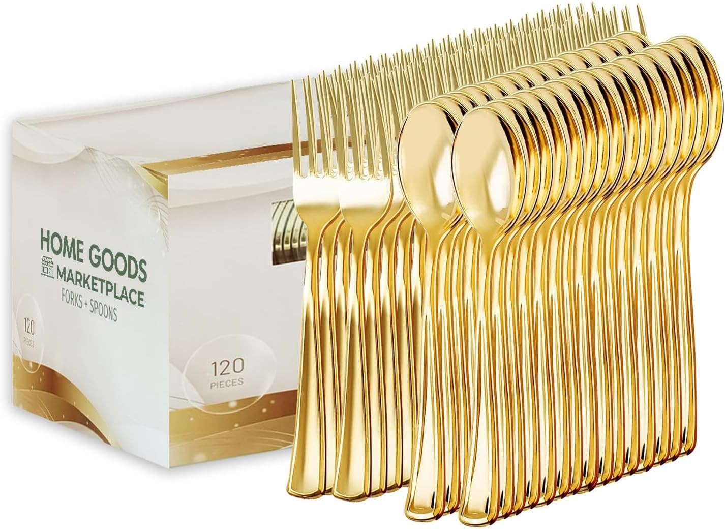 Gold Disposable Cutlery Set, Gold Forks + Spoons,Disposable Sierware