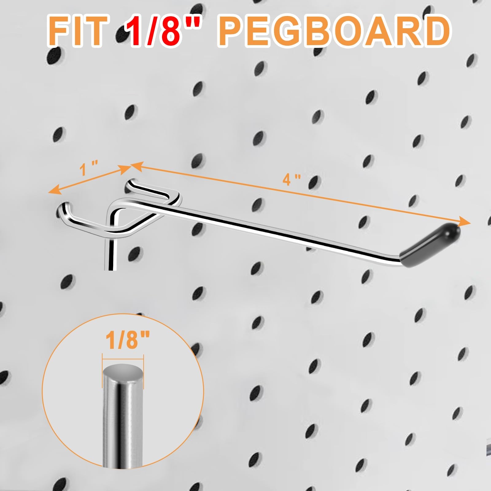 CAEYPOAR Pegboard Hooks, 25 Pack 4 inch Peg Board Hooks for Hanging, Silver