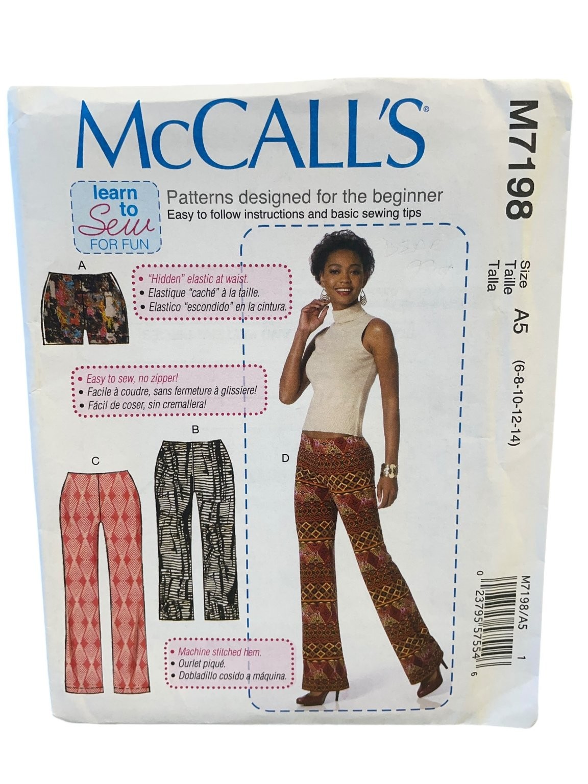 McCALL'S M7198 Misses Shorts Pants Size 6-14 Modern Knit Pattern