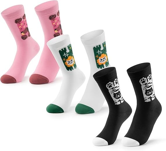 ROCKBROS Kids Socks Crew Cartoon Socks High-Elastic for Youth Sports & Biking
