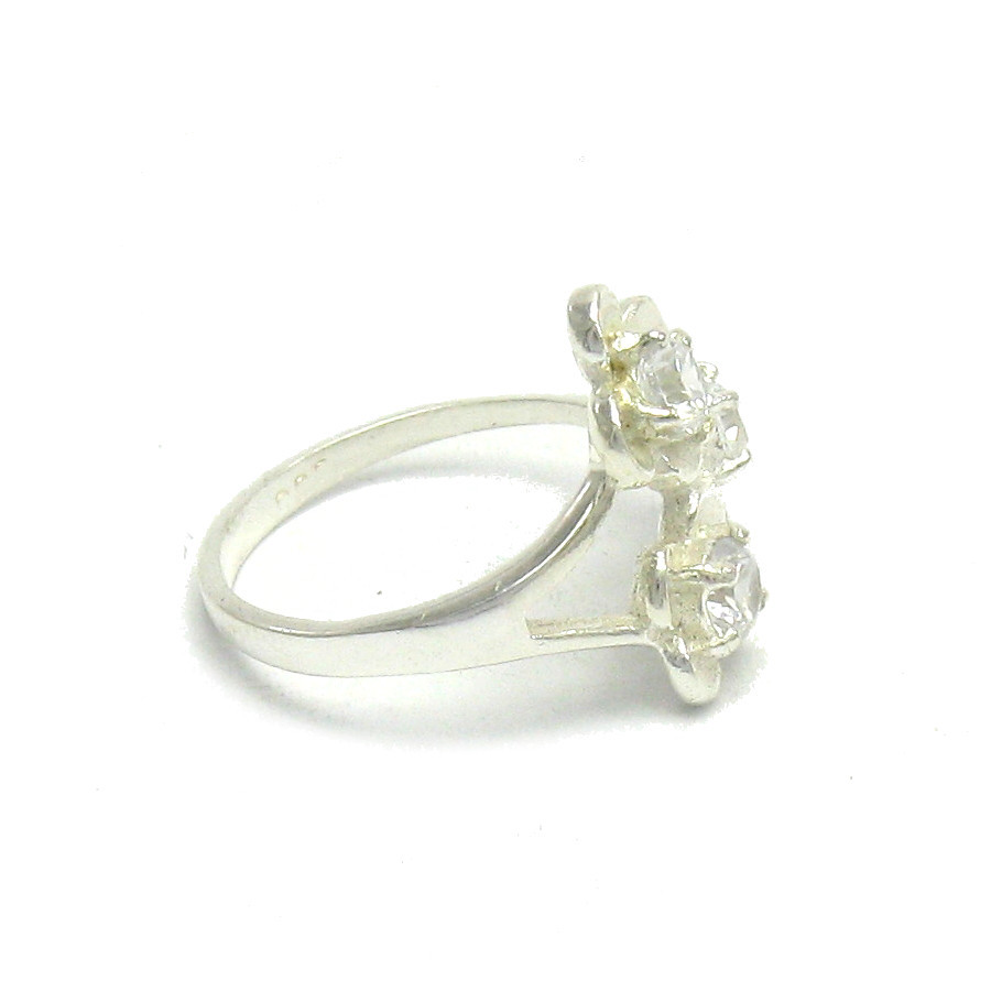 Sterling Silver Ring Flower with Cubic Zirconia Solid Hallmarked 925 Handmade