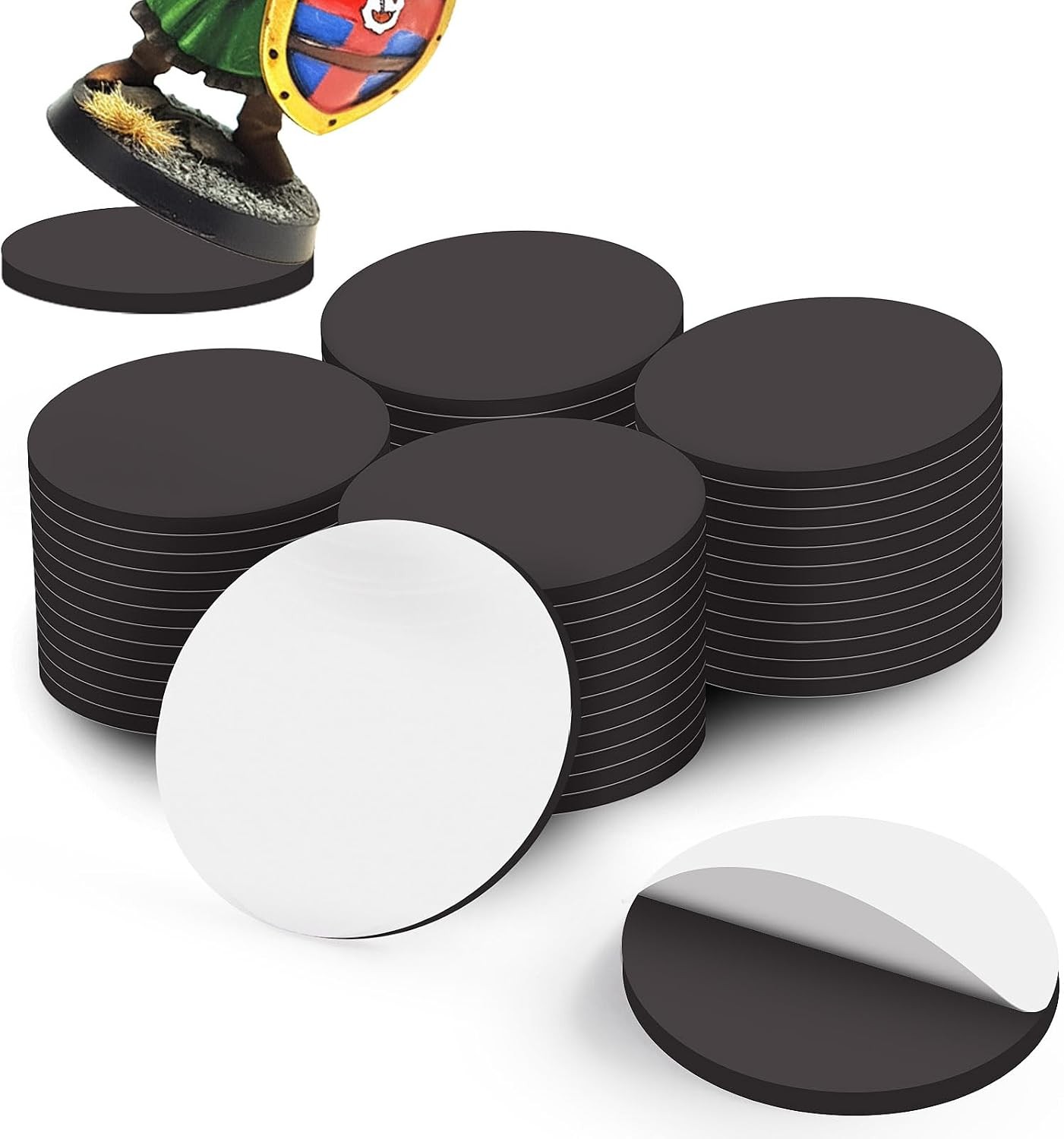 Miniature Magnetic Self-adhensive Round Bases for Wargames Flexible Sticky Magne