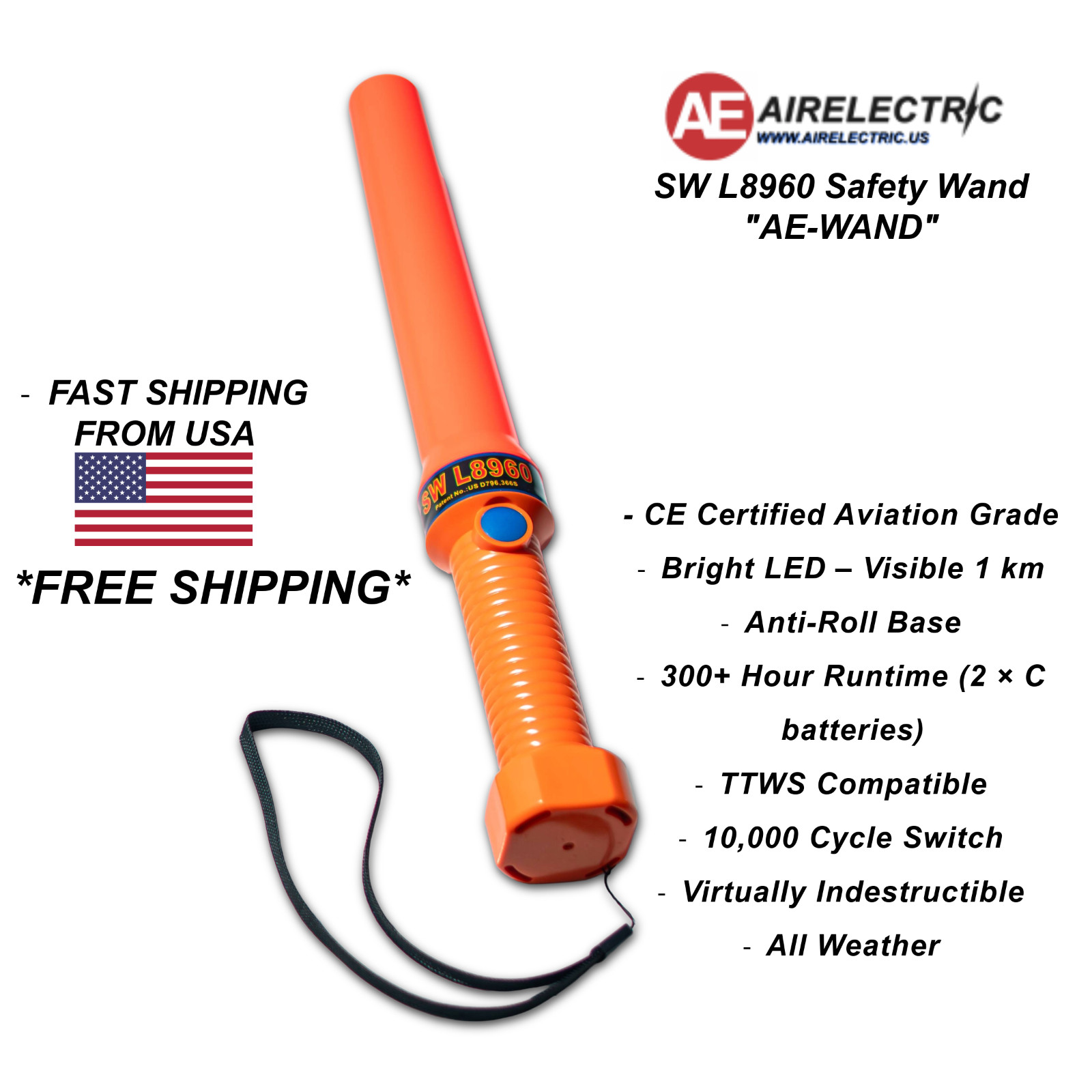 LED Baton Traffic Safety Wand HD L8960 – 14IN Aviation Marshalling Signal Light
