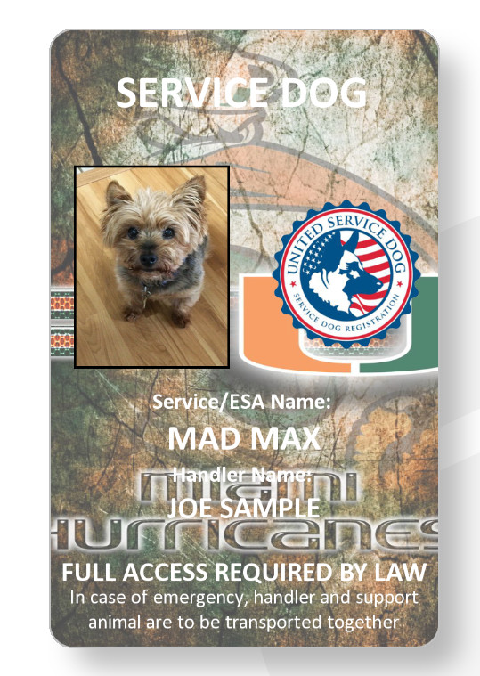 MIAMI Service Dog/Emotional support/Therapy Dog ID card