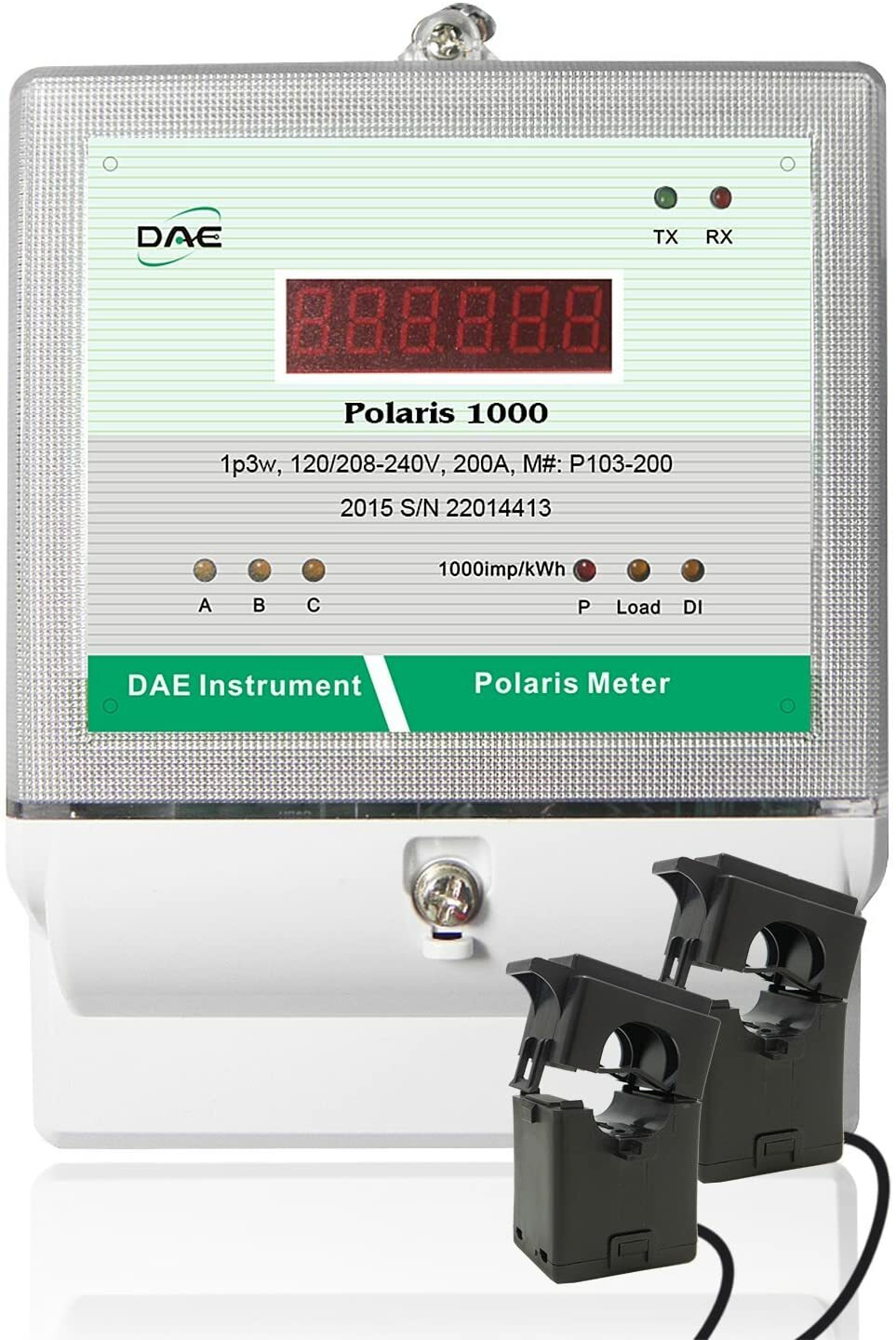 DAE P103-200 KIT UL, kWh meter 1p3w(2 hot wire,1N) 200A 120/240v, 2 Split CTs