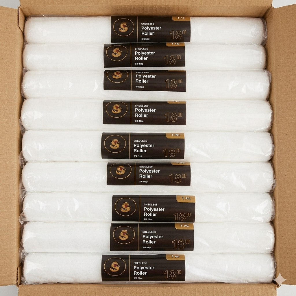 25 - 18-inch 3/8" Polyester Paint Roller Cover Pack & 24 - 4-inch 3/8"