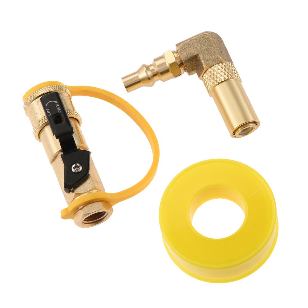 1/4" Quick-connect valve and Elbow Adapter Brass Kit For Camp Chef Stove