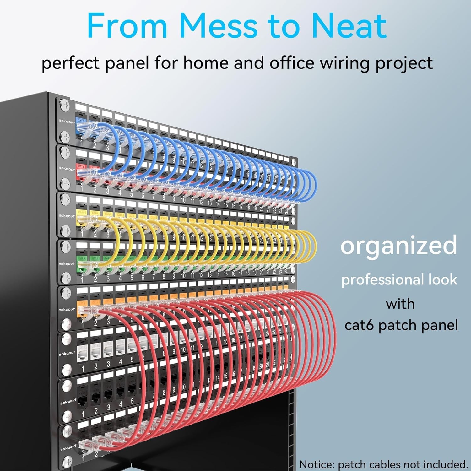 Patch Panel 48 Port Cat6 with Coupler Keystone, Cat6 Network Patch Panel 10G