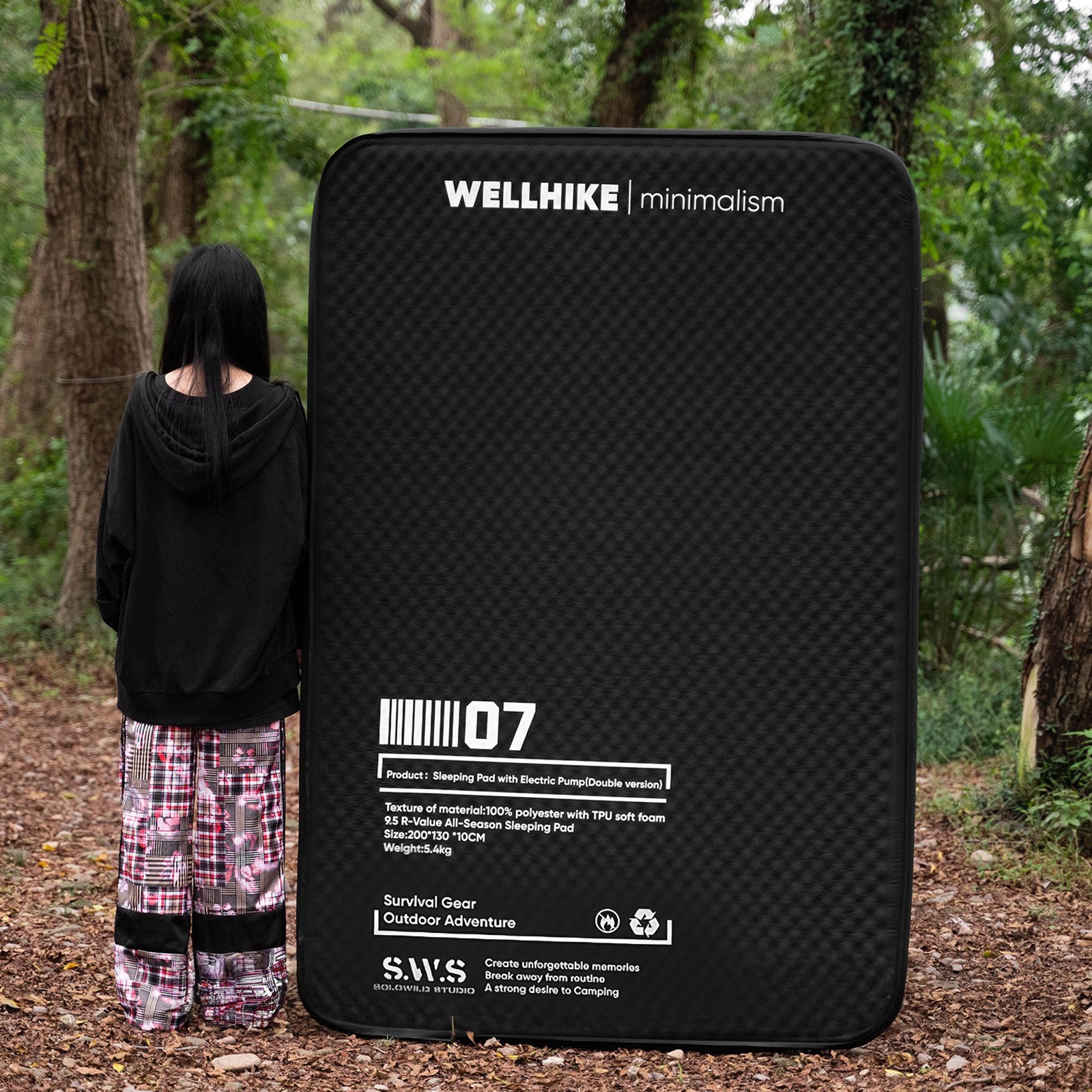 Double Inflatable Sleeping Mat with Built-in Pump for Backpacking Car Tent