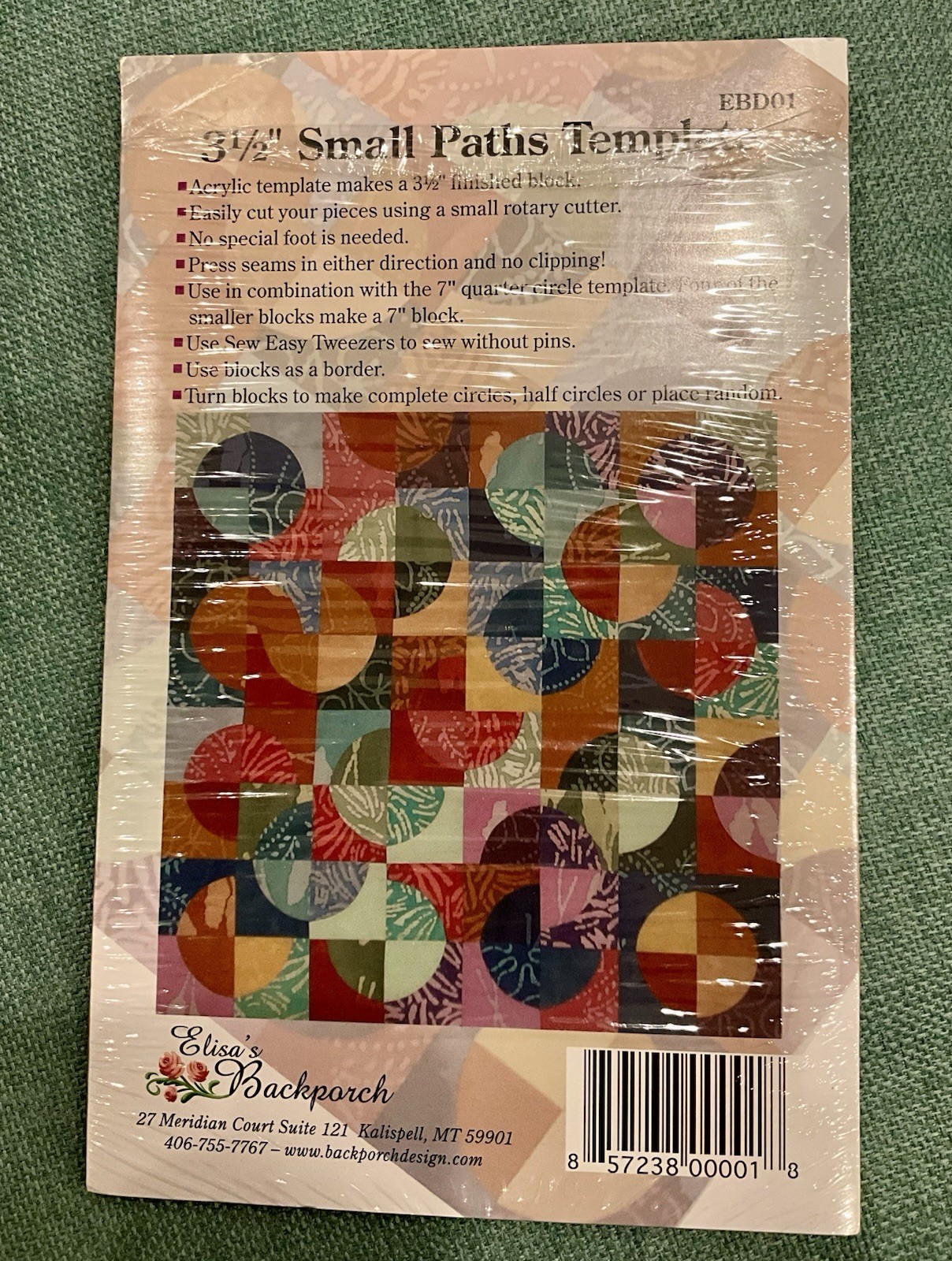 Elisa’s Backporch Quilt Pattern And Acrylic Templates - 3.5” Small PathsTemplate