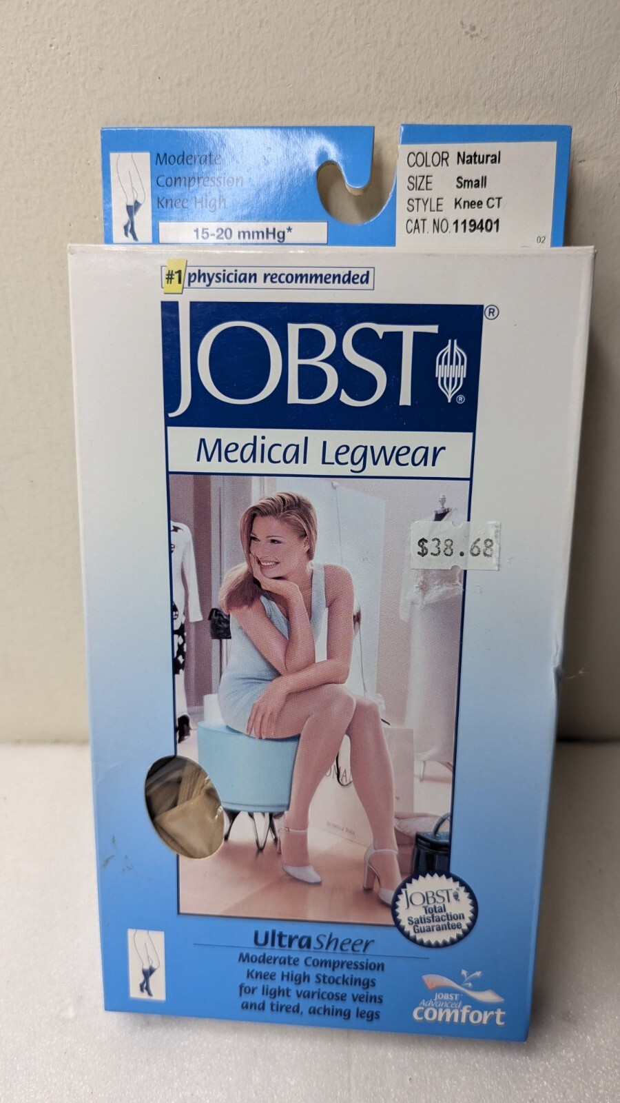 New JOBST Ultra Sheer Compression Stockings 15-20 mmHg Knee CT Small Natural
