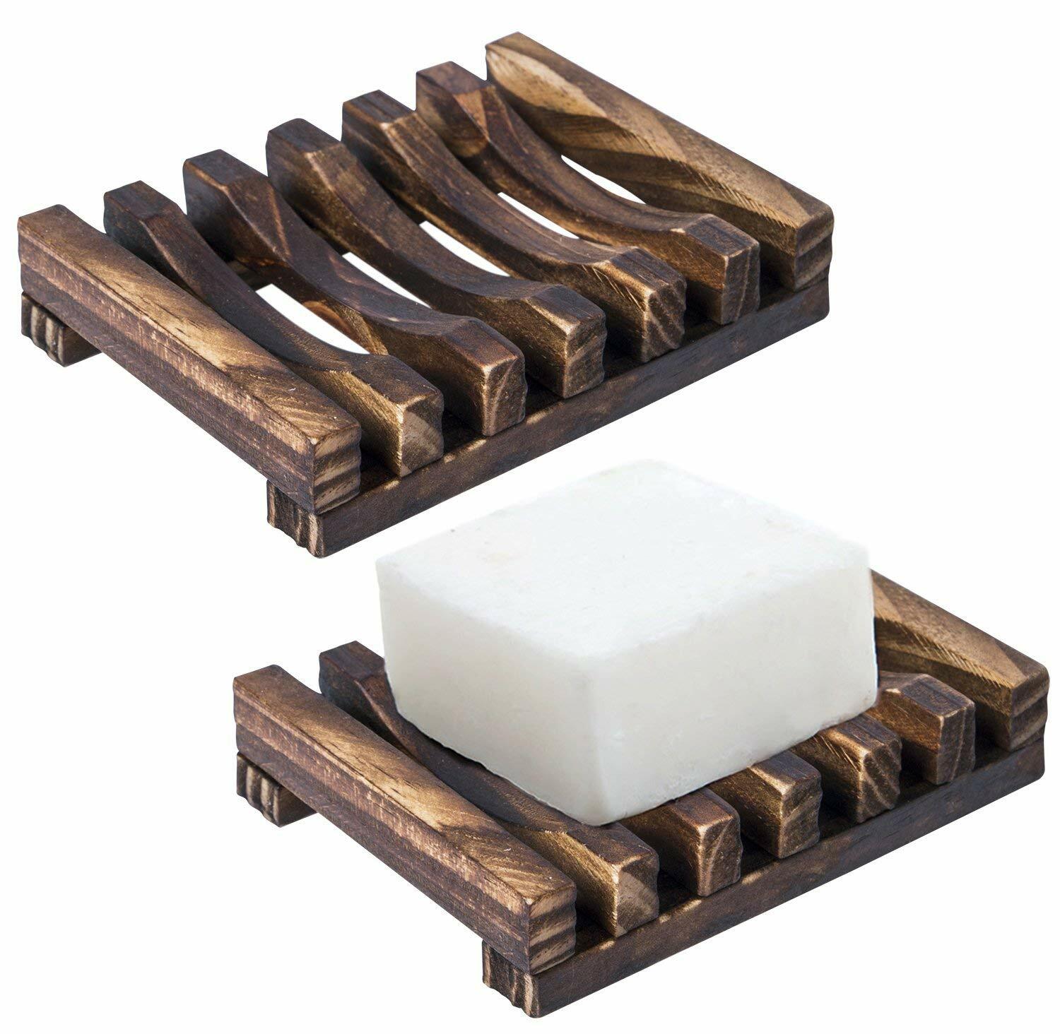 2 Piece Home Bathroom Wooden Soap Case Holder