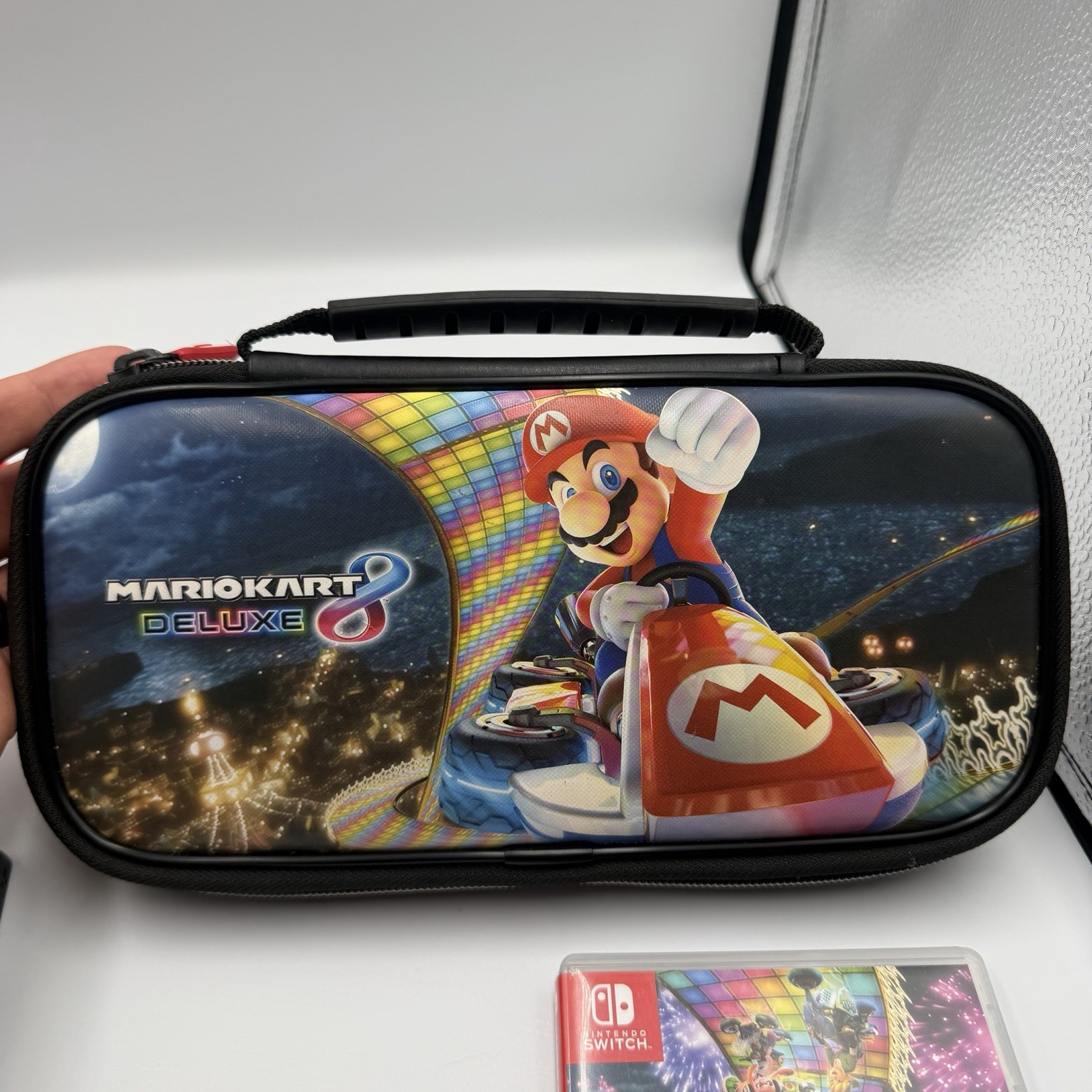 Nintendo Switch OLED Red & Blue Bundle Mario Kart 8 Deluxe