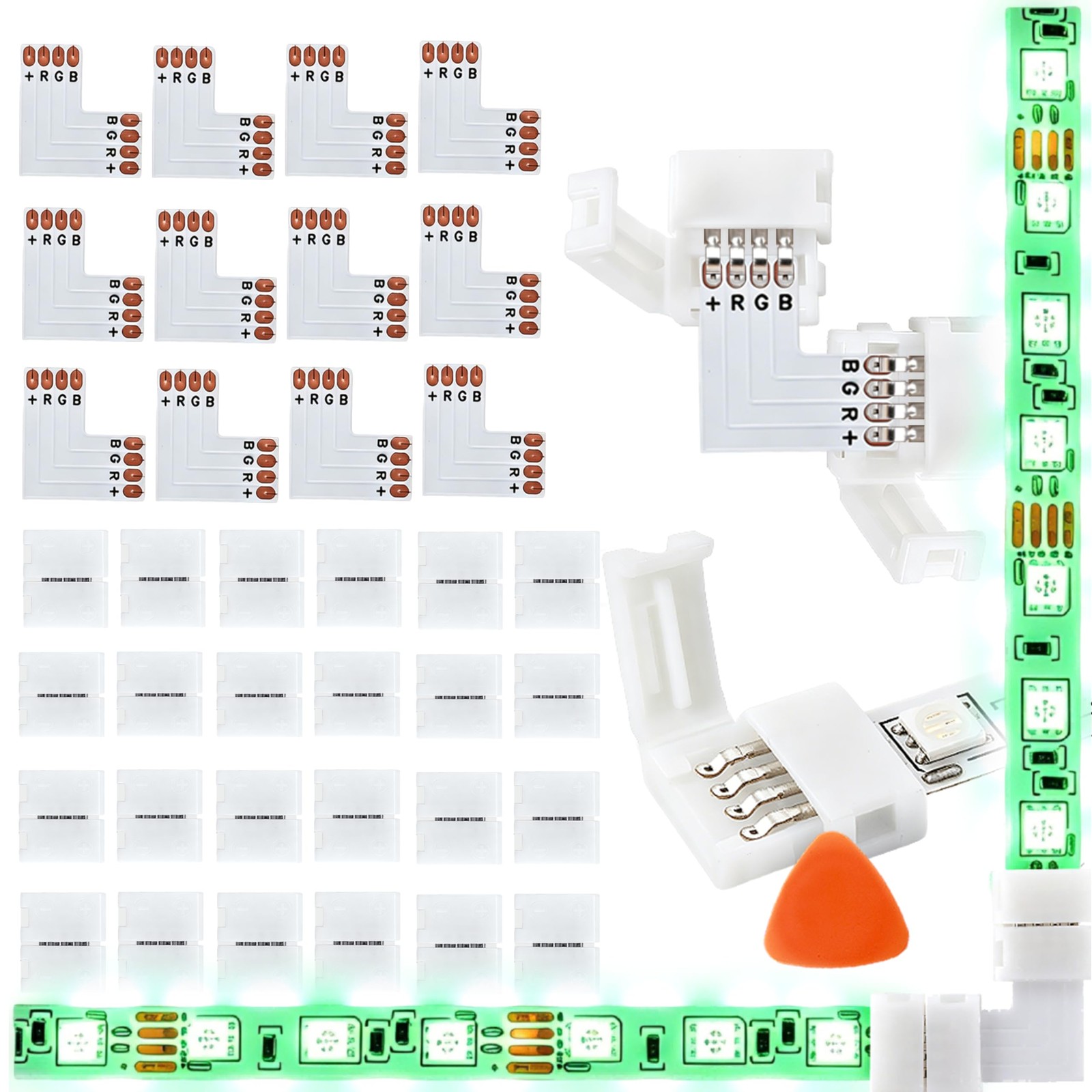 12 PCS L Shape 4 Pin LED Strip Connectors 10mm Applicable SMD 3528 5050 RGB
