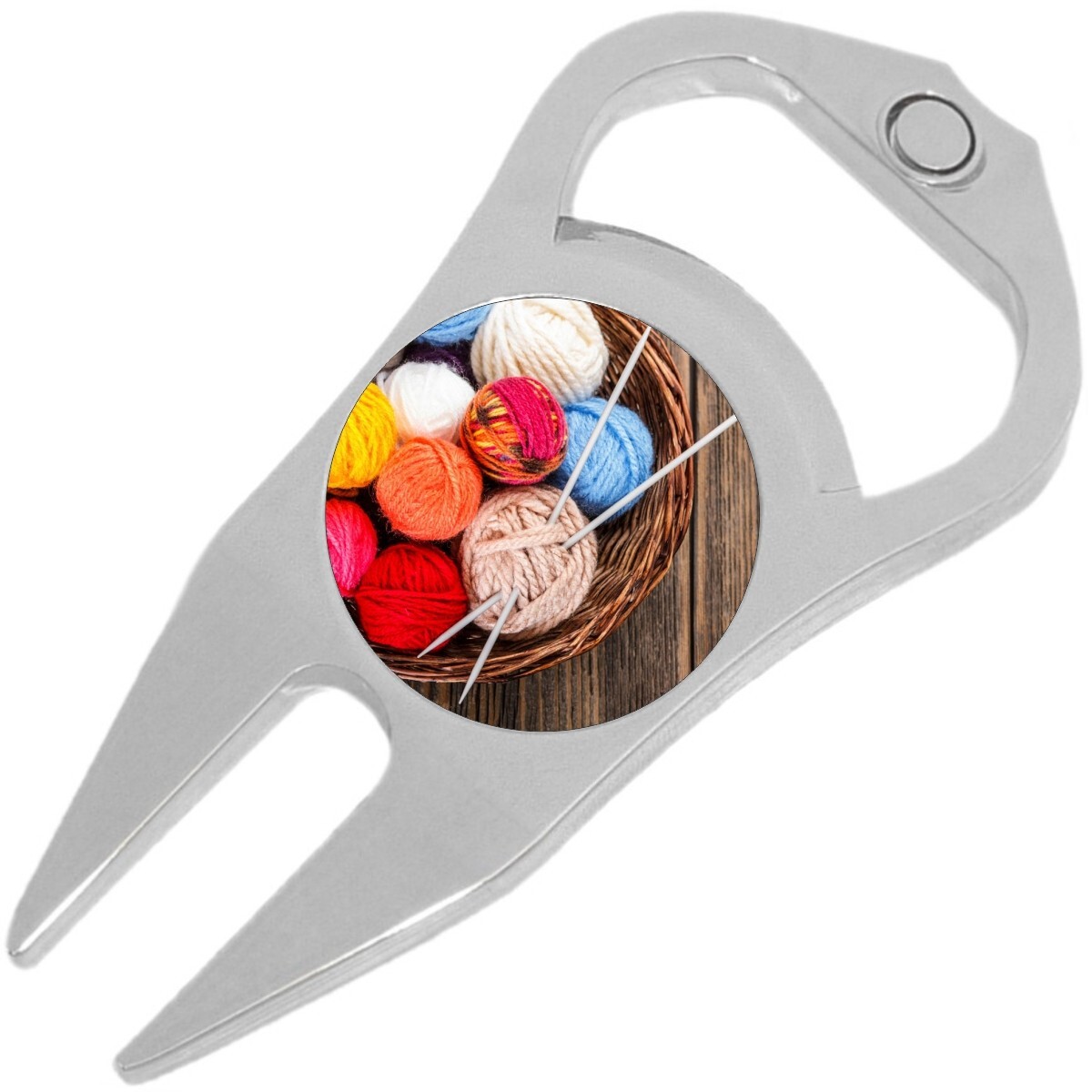 Knitting Golf Ball Marker Divot Repair Tool Bottle Opener