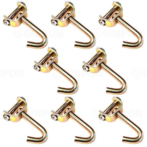 GRIPON (Pack of 8) Finger J Hook Idler Fitting with 2" Slot for 2inch Straps