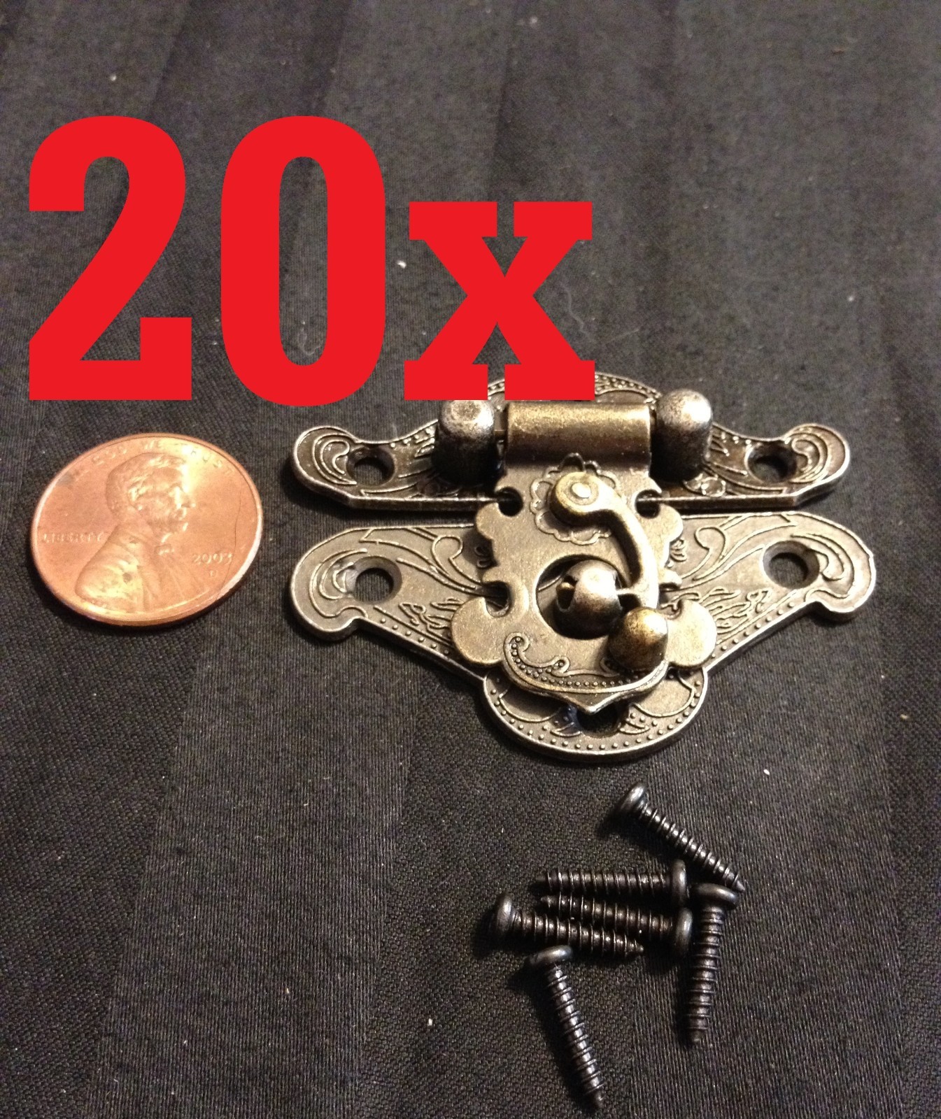 20x mini dollhouse Antique Bronze wood box latch Sets Box Case Lock hinge small