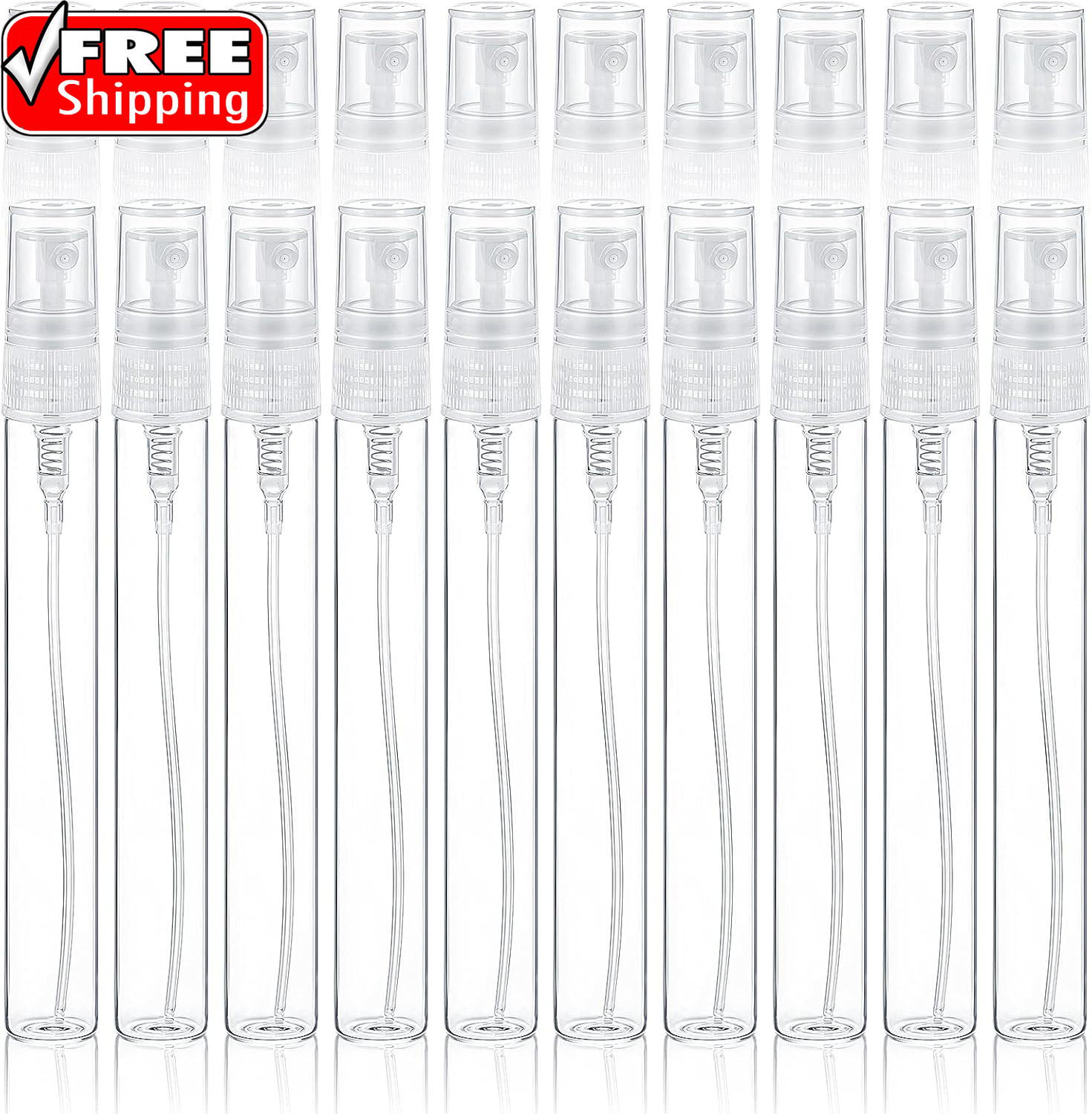 20 Pcs 10 Ml Clear Glass Fine Mist Bottle Mini Perfume Sample Spray Bottles Trav