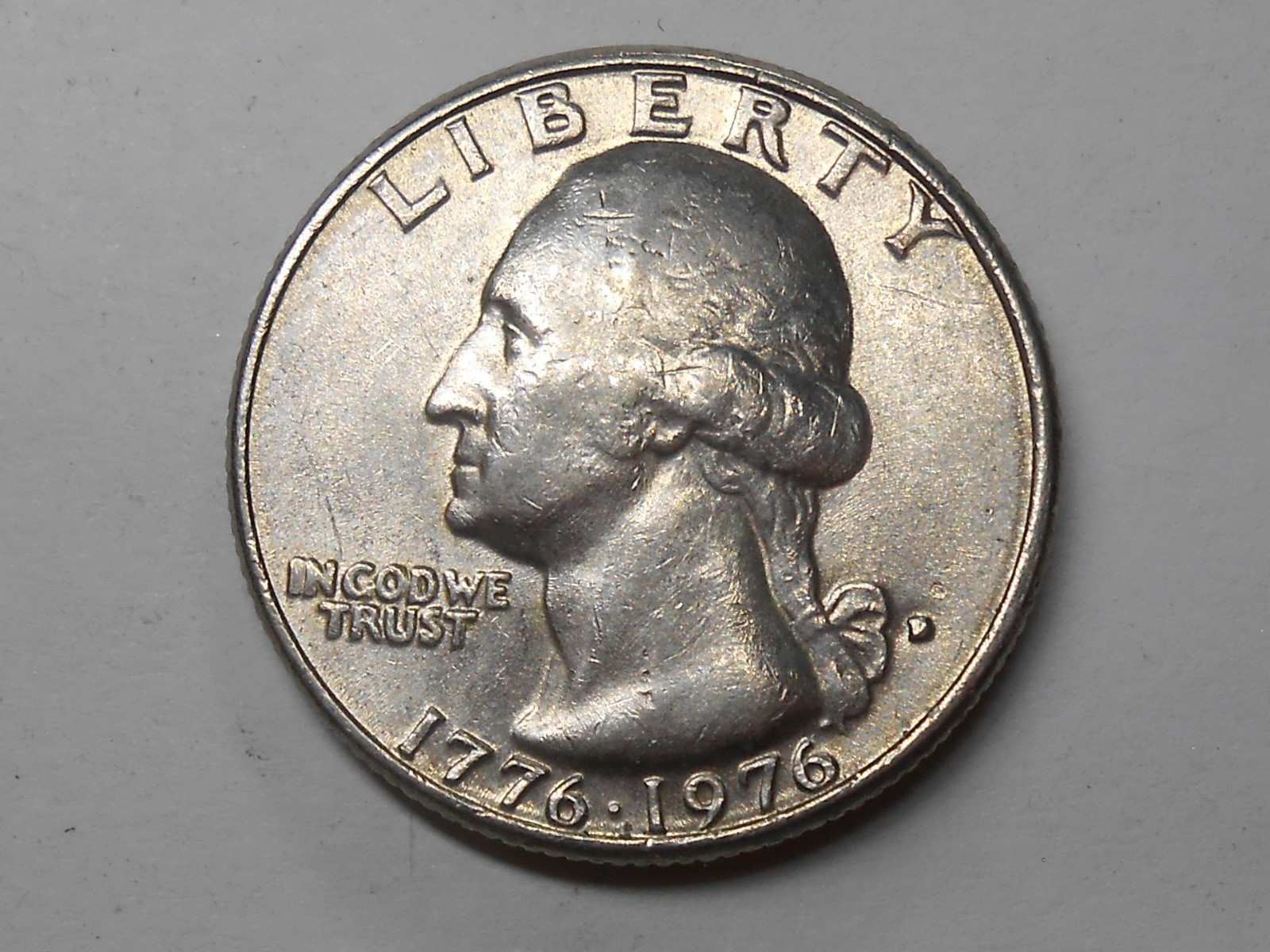 1776-1976 d Washington bicentennial quarter with filled d and other errors