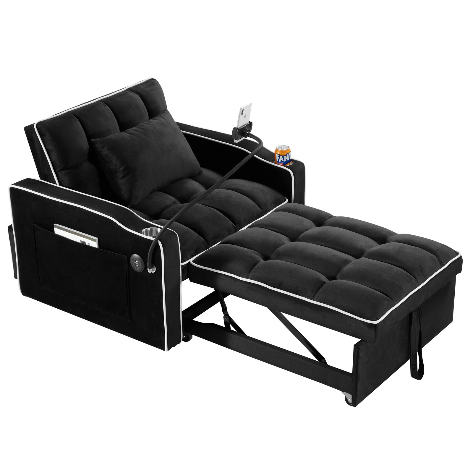 Convertible Sleeper Chair Sofa Bed Adjustable Pull Out Sleeper Chair Bed Multi-P