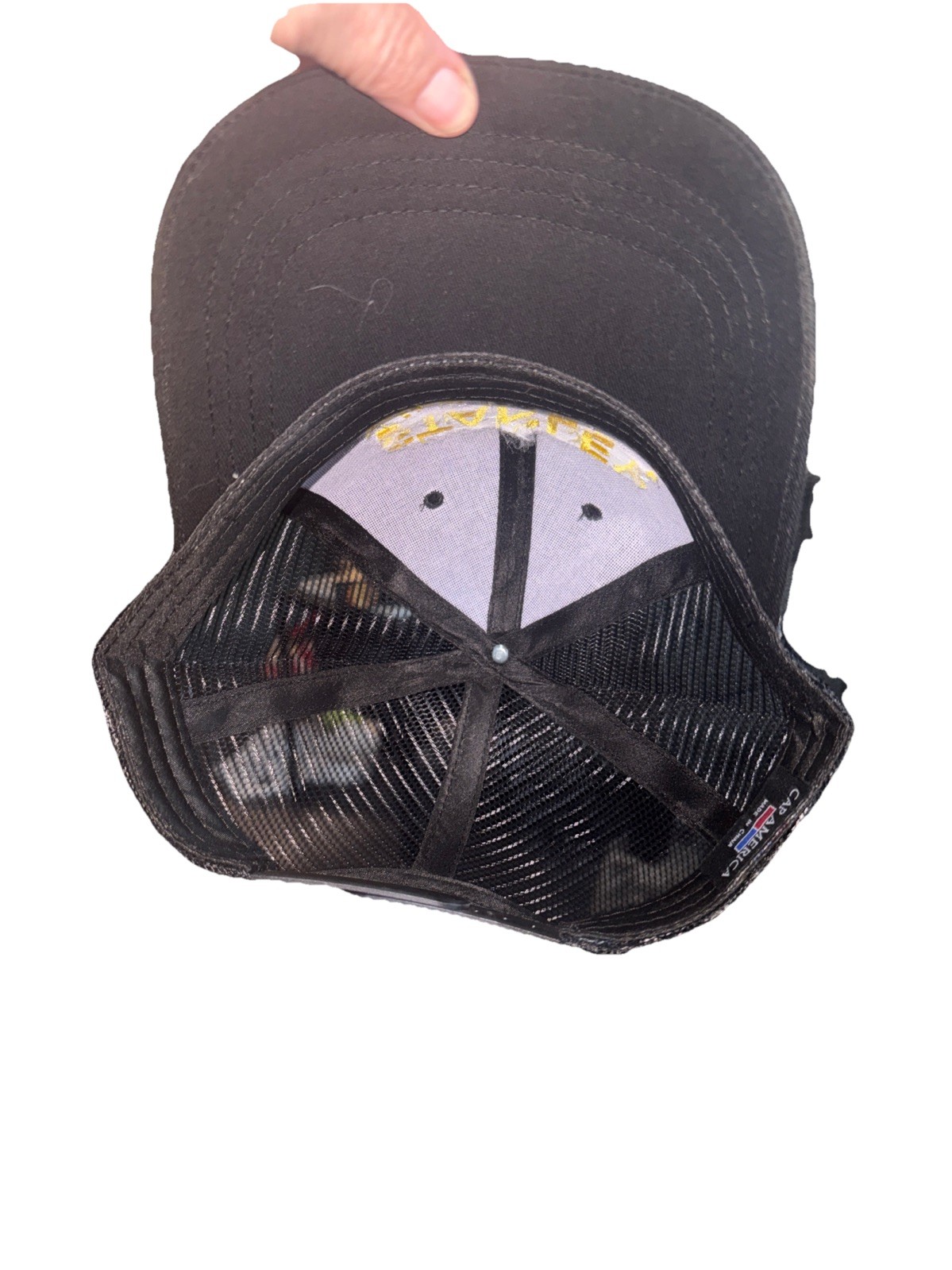 STANLEY Infrastructure in Yellow on Black Trucker Hat Cap Snapback Black Mesh