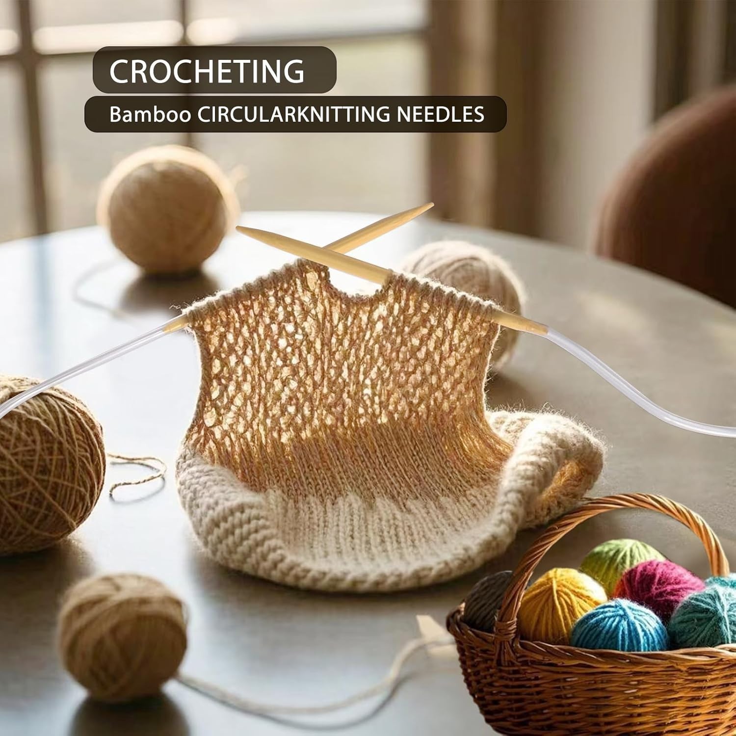Versatile Bamboo Circular Knitting Needles 6.0mm - Complete Accessory Kit