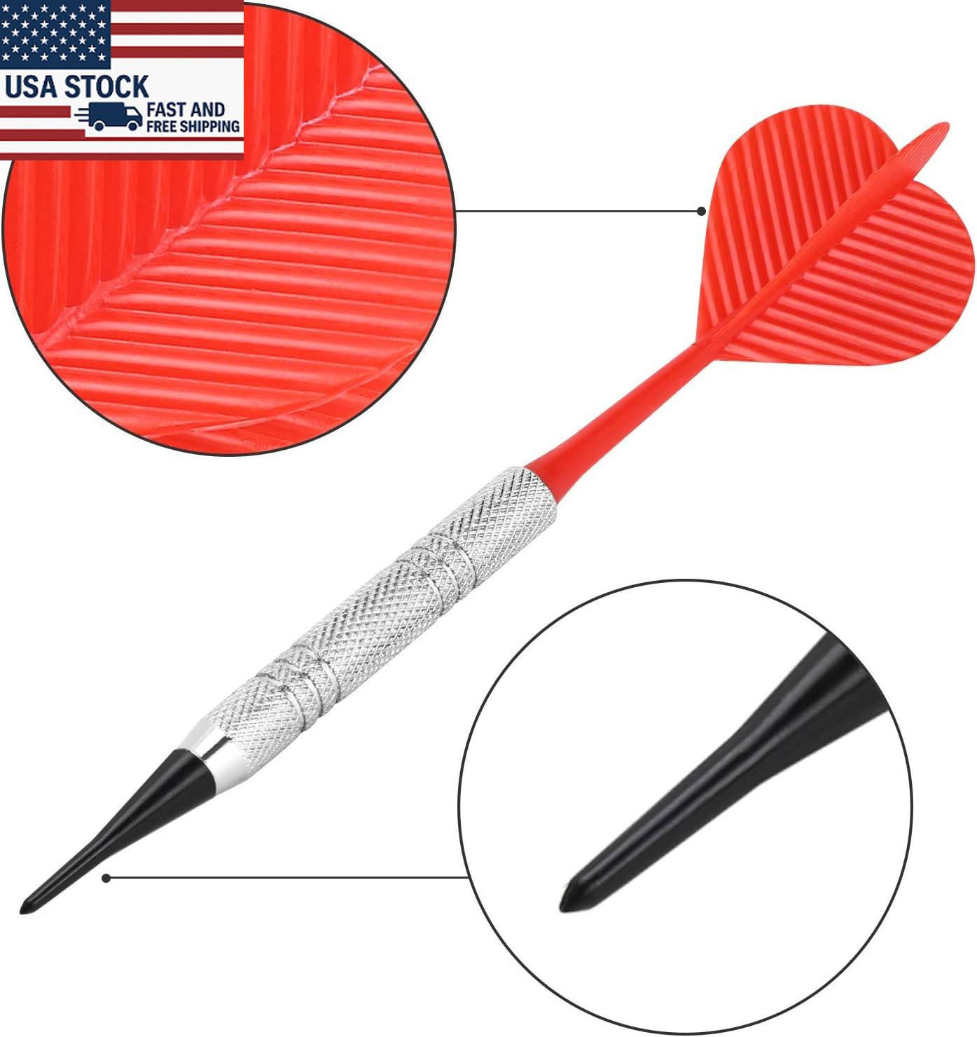 12 Pcs Soft Tip Darts Bar Dart Plastic Tip Darts Set Attach Extra 100 Black