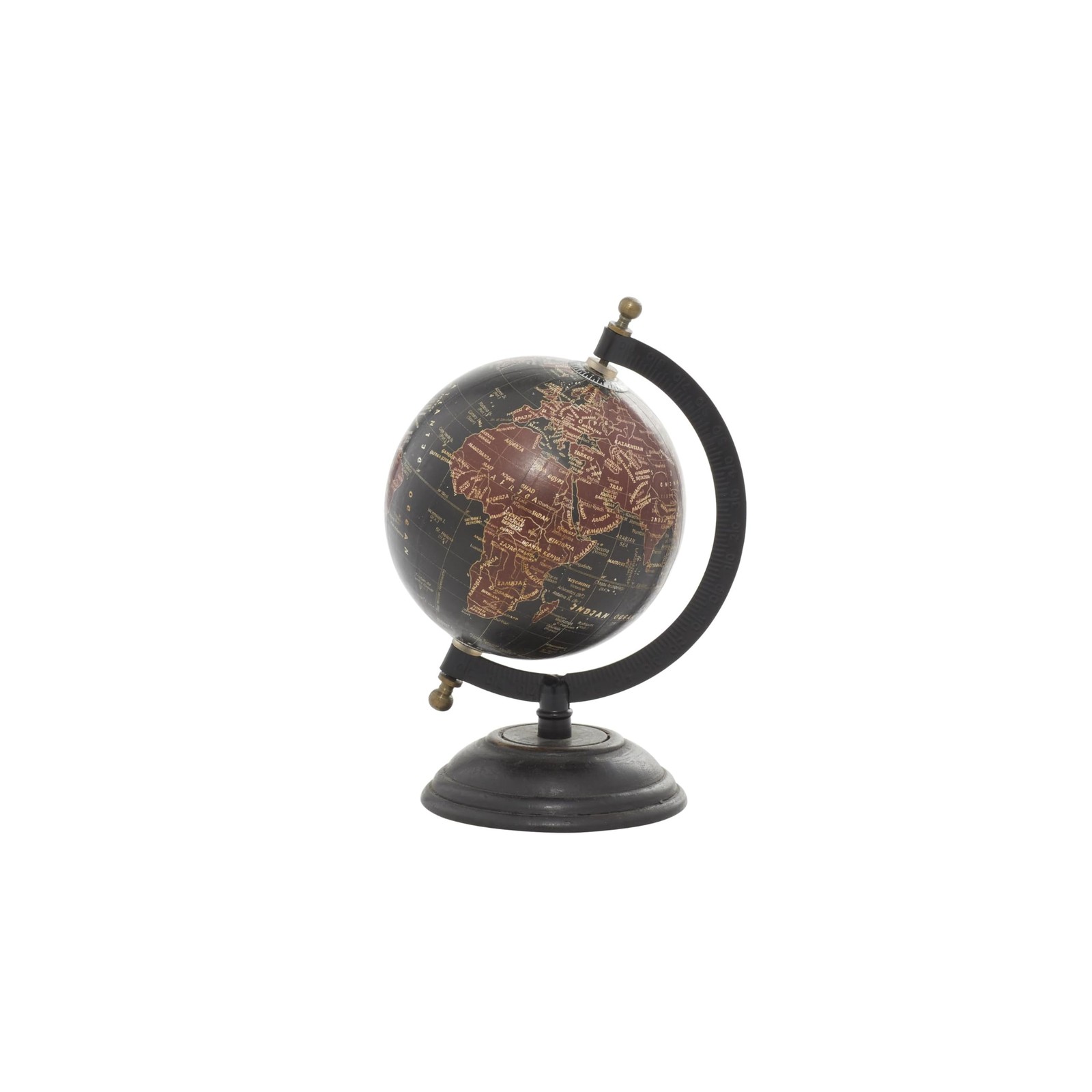 Mango Wood Globe, 6" x 5" x 9", Black