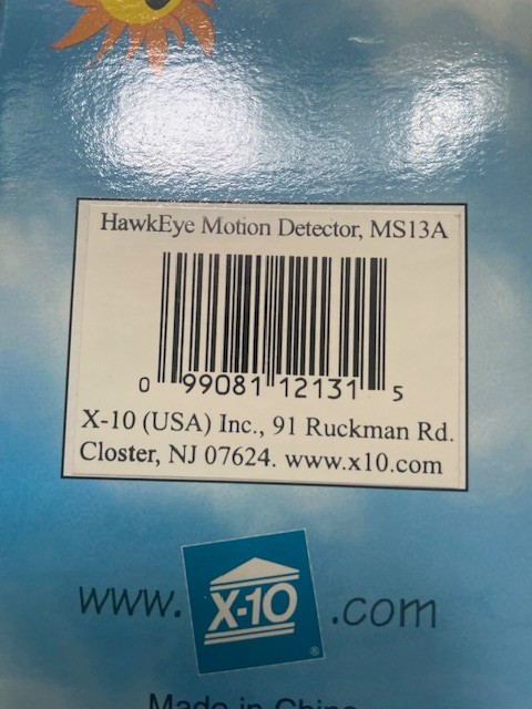 NEW X10 Powerhouse Hawkeye Motion Detector Sensor MS13A