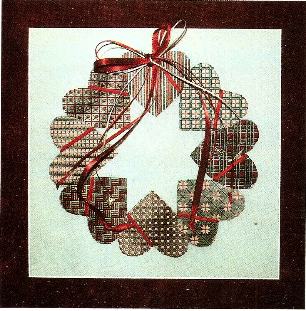 Wreath of Country Hearts Lynne Tomlinson Counted Needlepoint Pattern  Book ~ WA