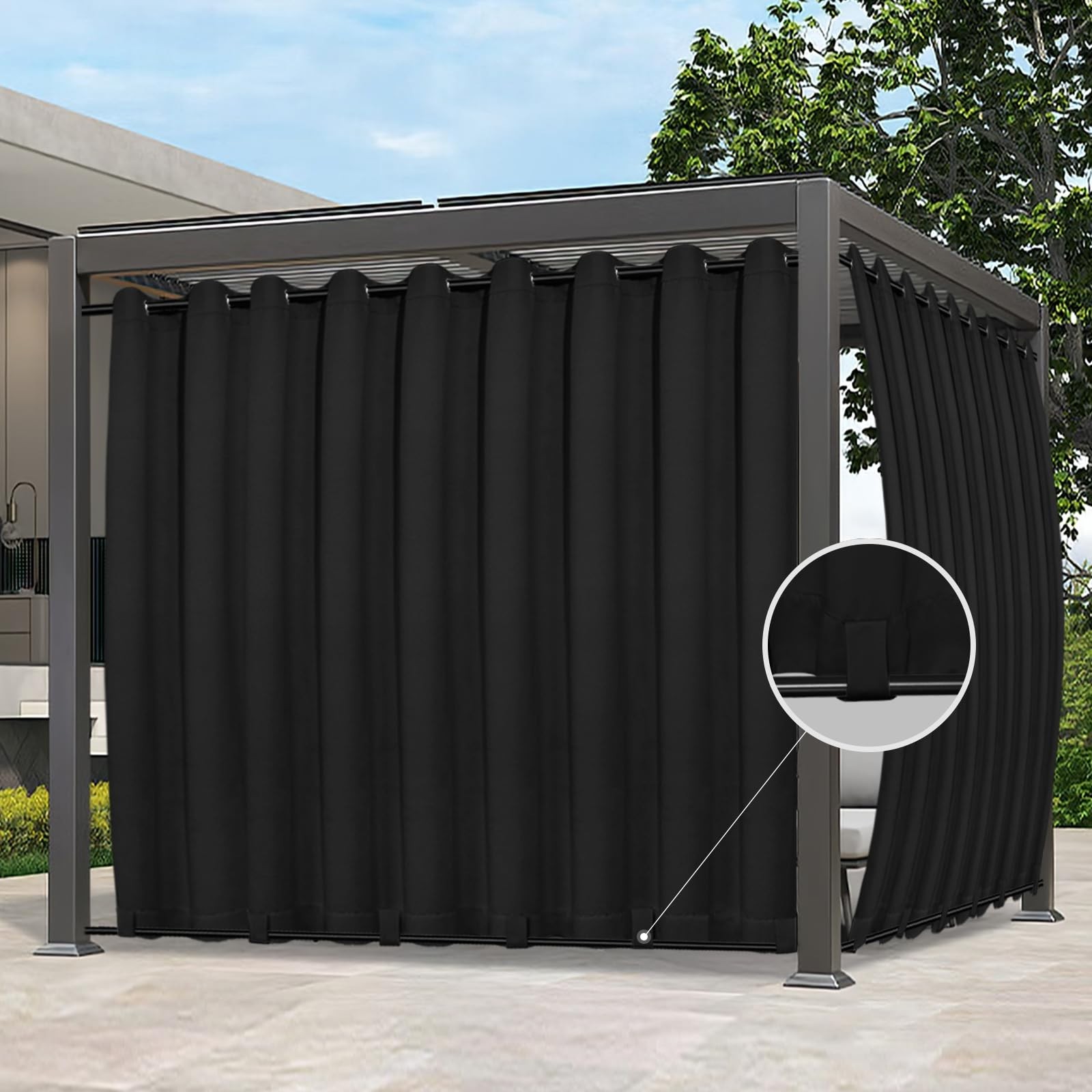 Easy-Going Outdoor Curtains Waterproof Windproof Weatherproof Curtain for Patio,