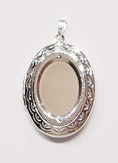 2 - 18x13mm Shiny Silver Victorian Etched Deco Locket Pendant Settings 38x24mm