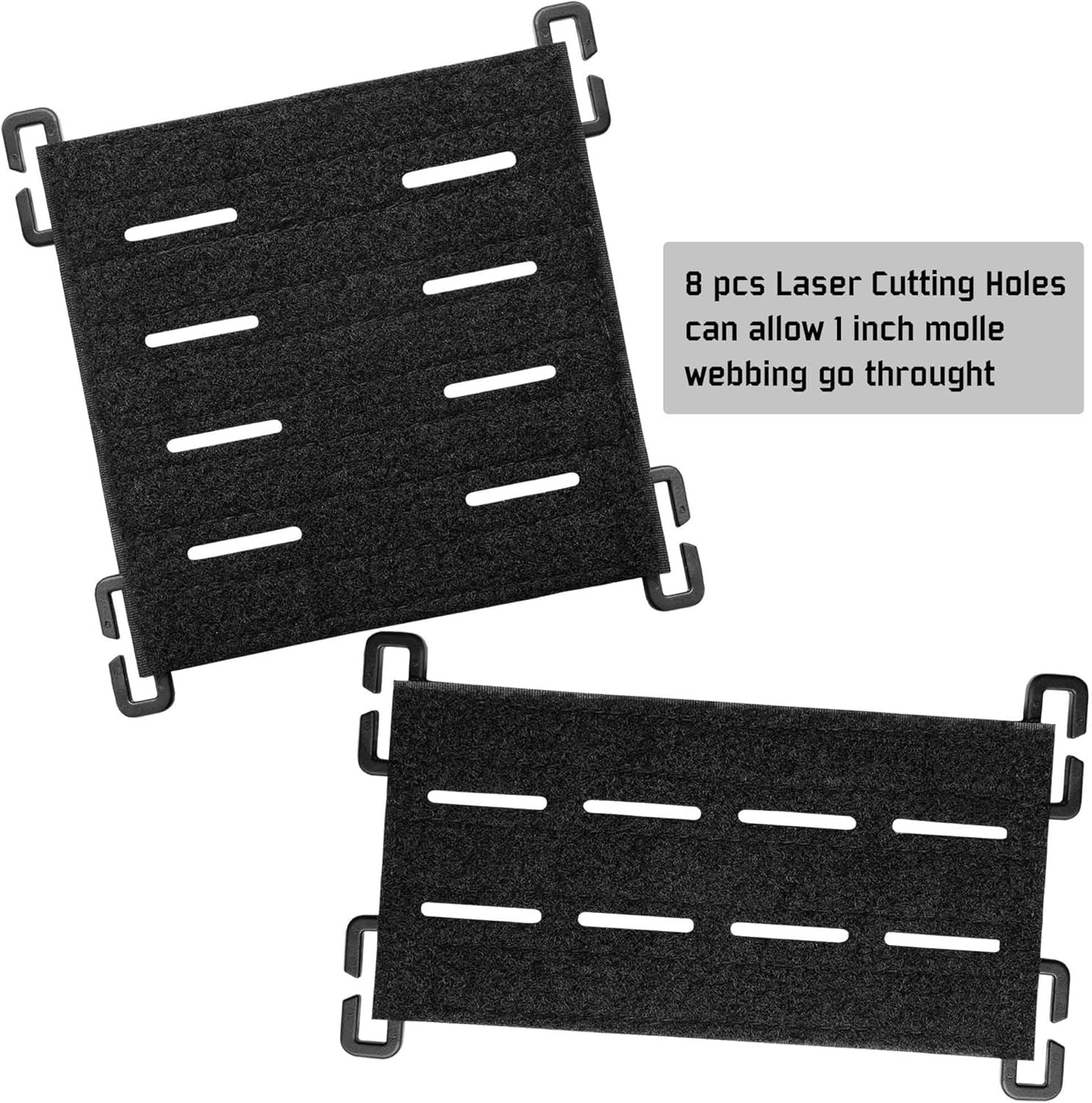 2 Pack Upgrade 8 Laser Cutting Hole Molle Patch Display Holder, Black