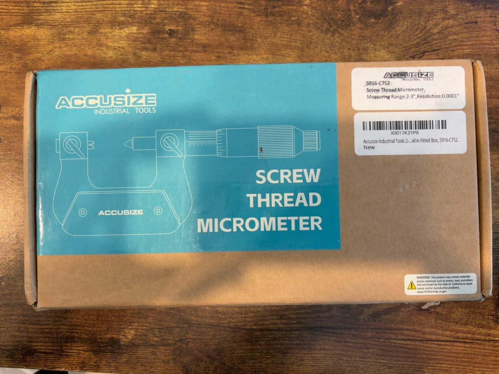 Accusize S916-C752 2-3" Screw Thread Micrometer .0001" 4 Anvils NEW SEALED