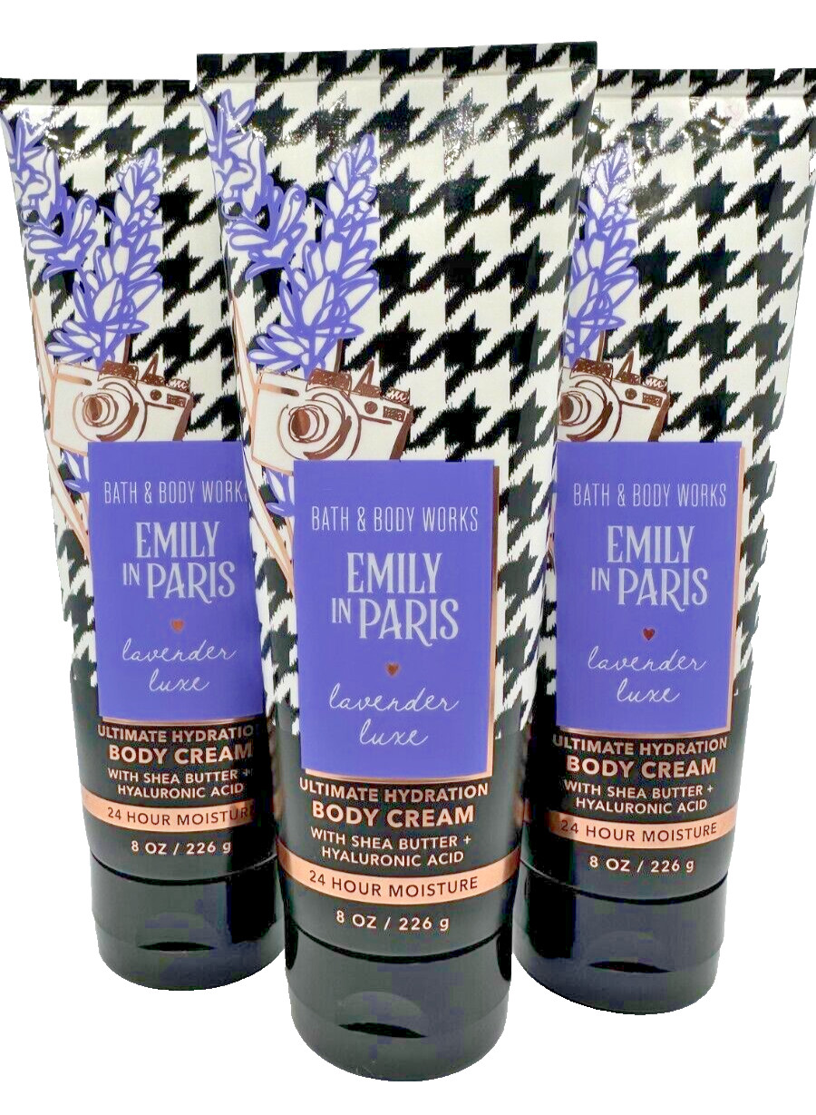 NEW Bath Body Works Lot of 3 Tubes Emily In Paris Lavender Luxe Body Cream 8 oz