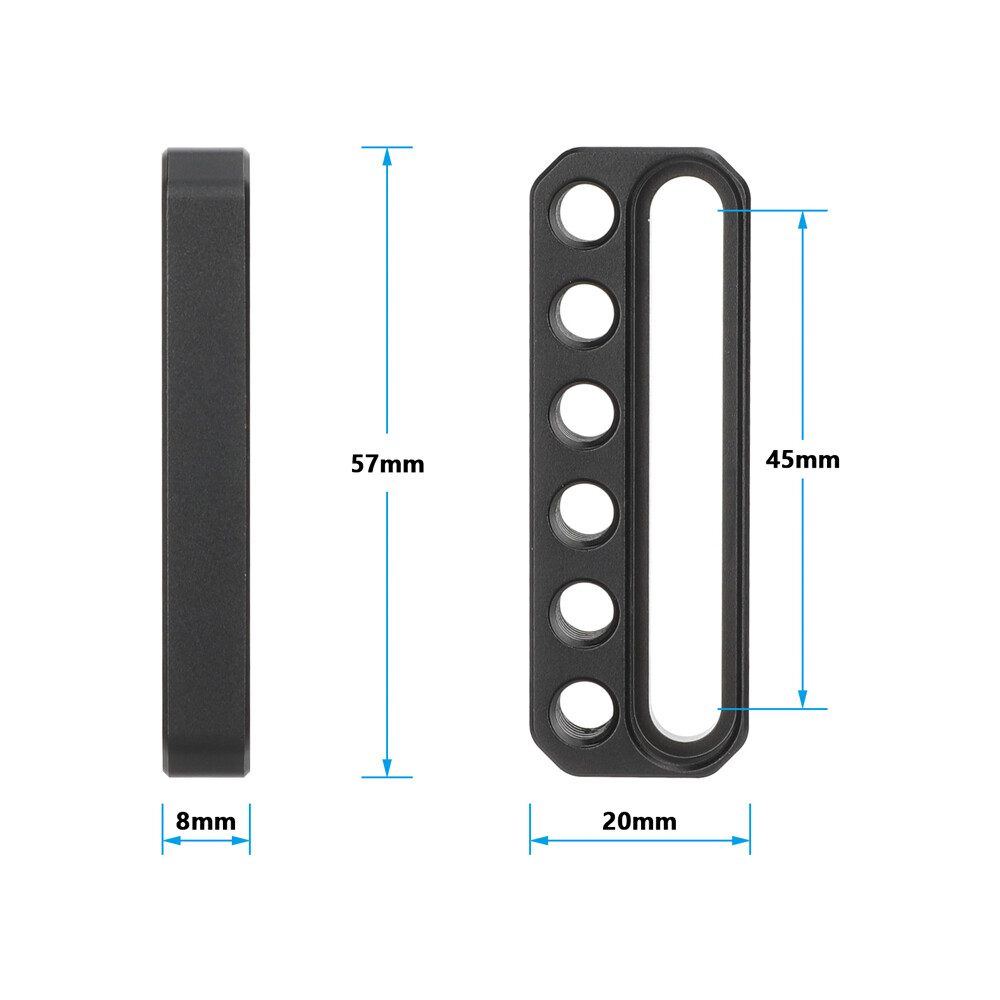 Mini Cheese Extension Plate w/Single Countersunk Slot & 1/4"-20 Mounting Threads