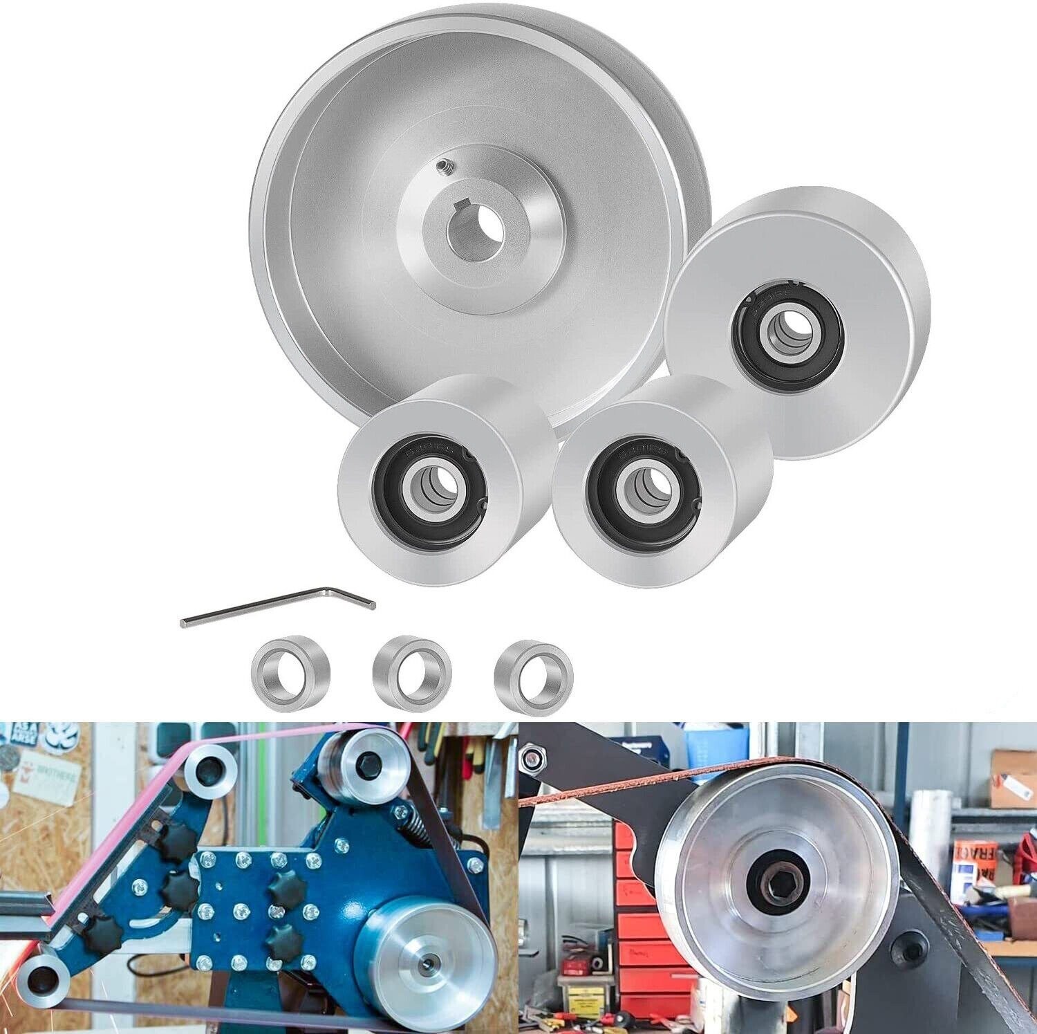 2" x 72" Belt Grinder Wheel Set Complete Wheel Kit or Knife Grinder 5" Drive