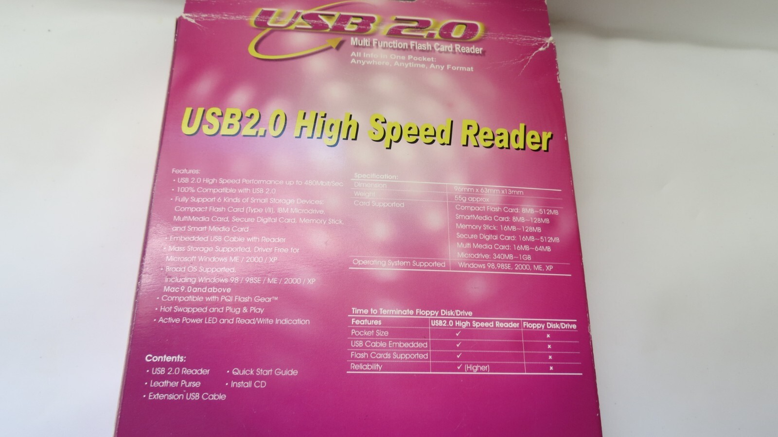 USB 2.0 High Speed Reader 2.0 Multi Function Flash Card Win 98 98SE 2000 XP