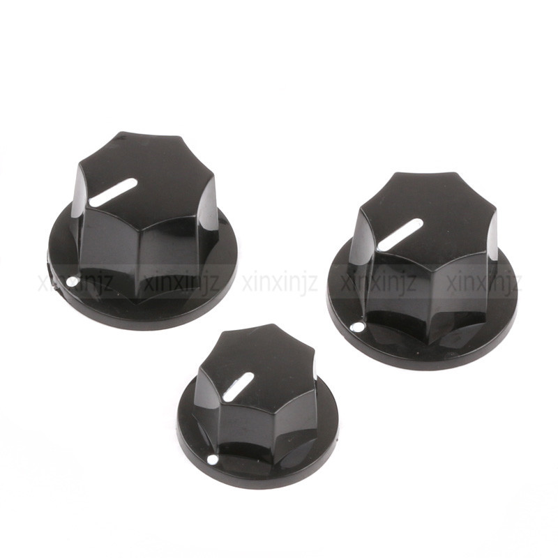 3pcs 6mm Black Jazz Bass Control Knobs For Fender Guitar Split Shaft Pots