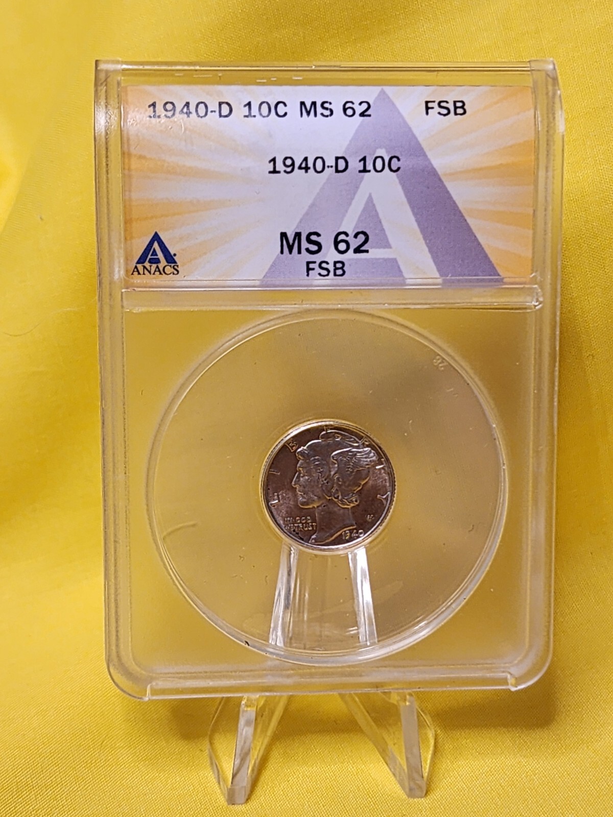 1940-D 10c Silver Mercury Dime ANACS MS 62 FSB | Uncirculated Full Split Bands