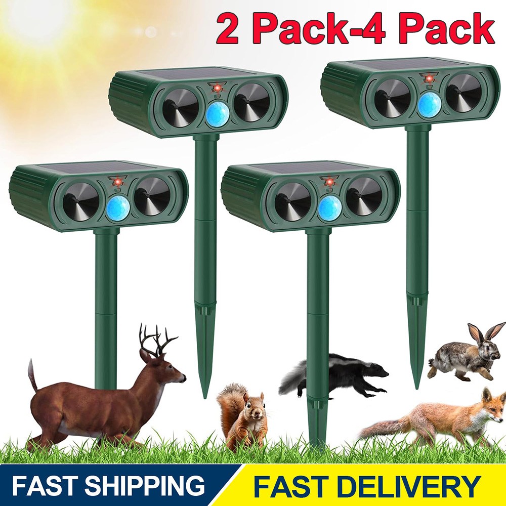 Outdoor Solar Animal Repeller Ultrasonic Pest Repellent for Dogs, Cats Squirrels