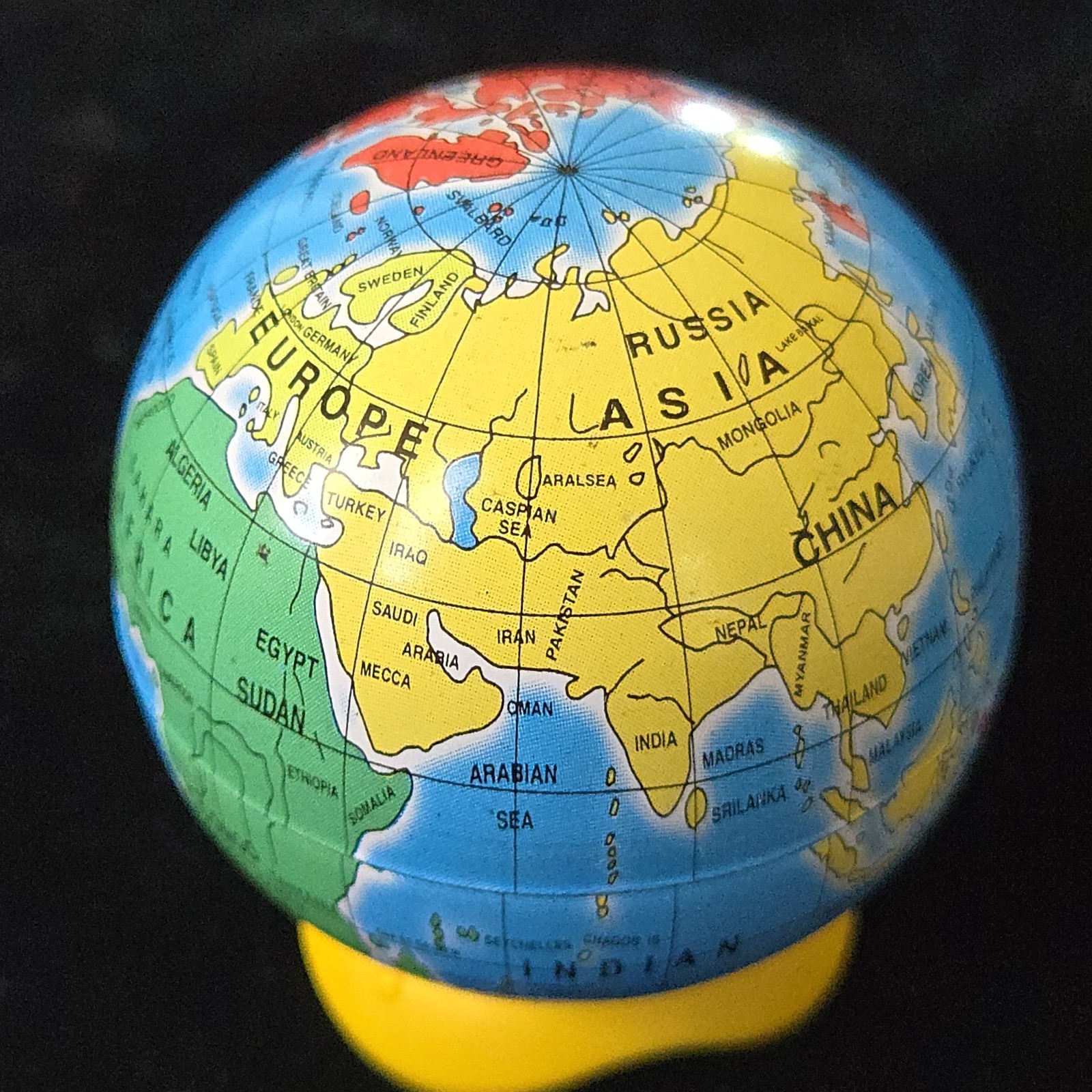 Vintage Metal Tin Pencil Sharpener GLOBE 2"  Fits on Top of Pencil