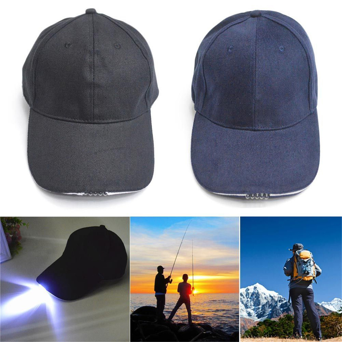 2016 New Hot Baseball Cap with 5LED Light Hat Fishing Camping Outdoor Hiking CW
