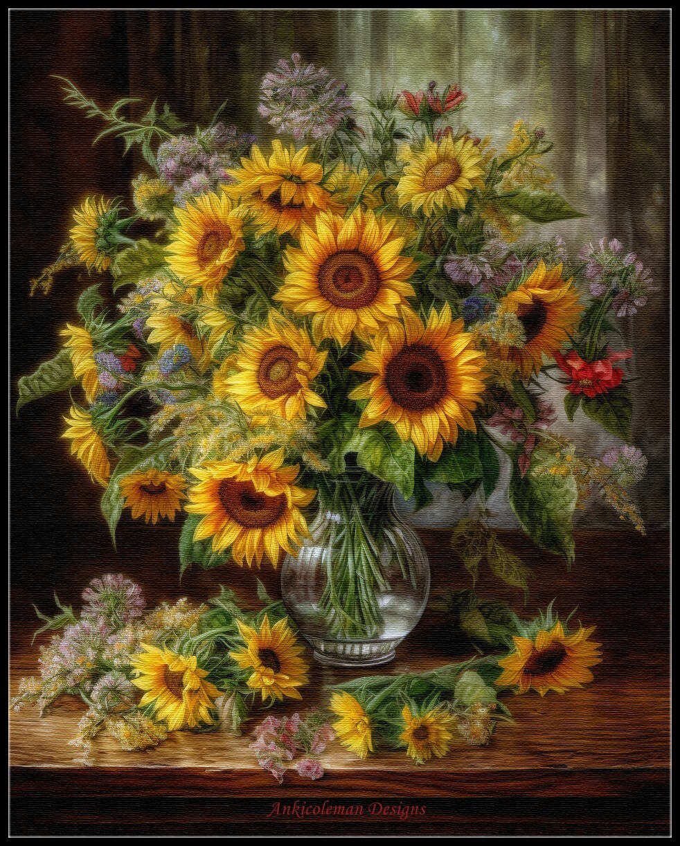 Sunflowers Bouquet in a Vase - Chart Counted Cross Stitch Patterns Needlework