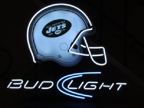 New York Jets Team Helmet Beer 20"x16" Neon Sign Light Lamp Garage Show Party