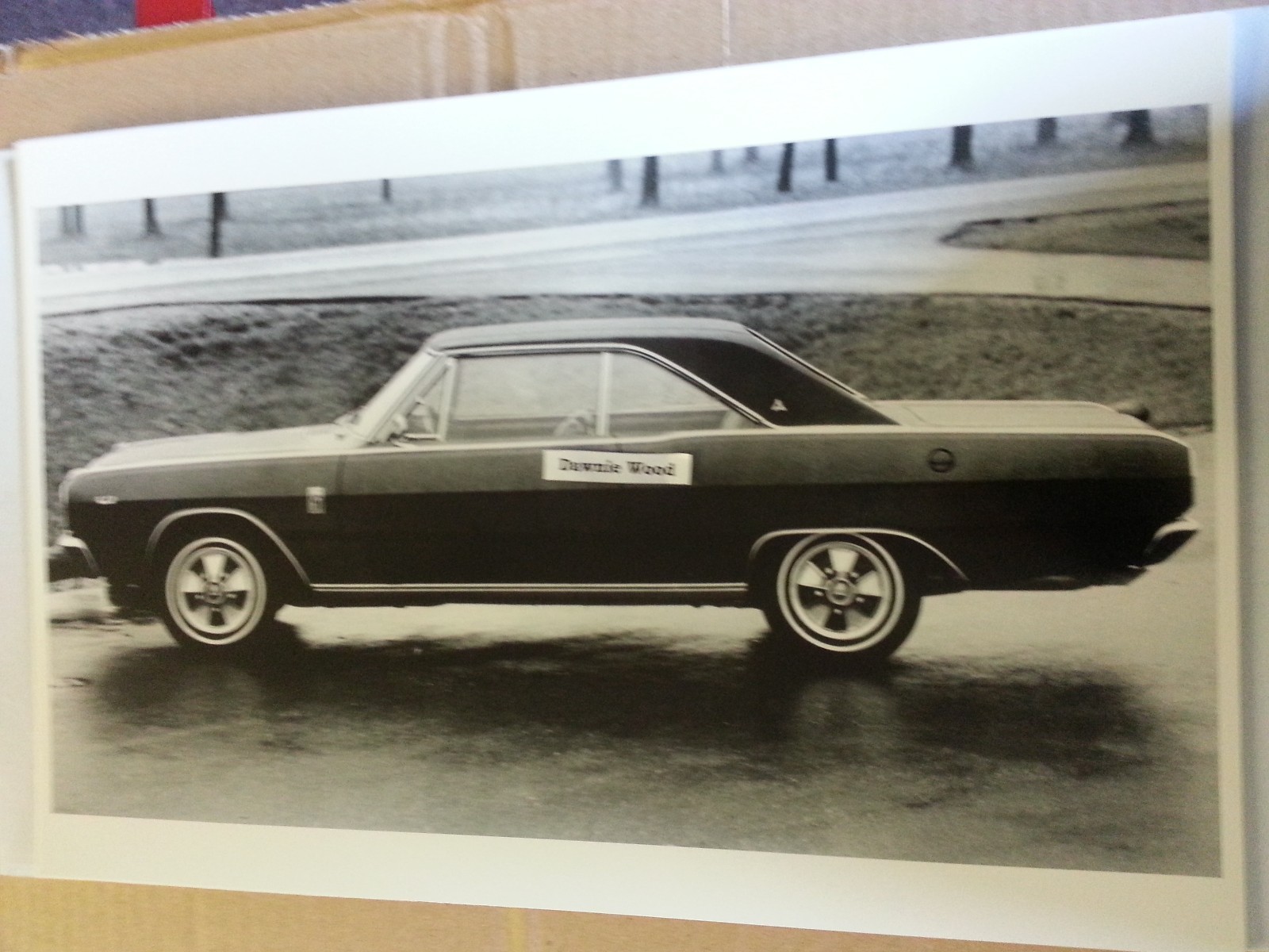 12 By 18" Black & White PICTURE of 1967 Dodge Dart 2 door hardtop side view
