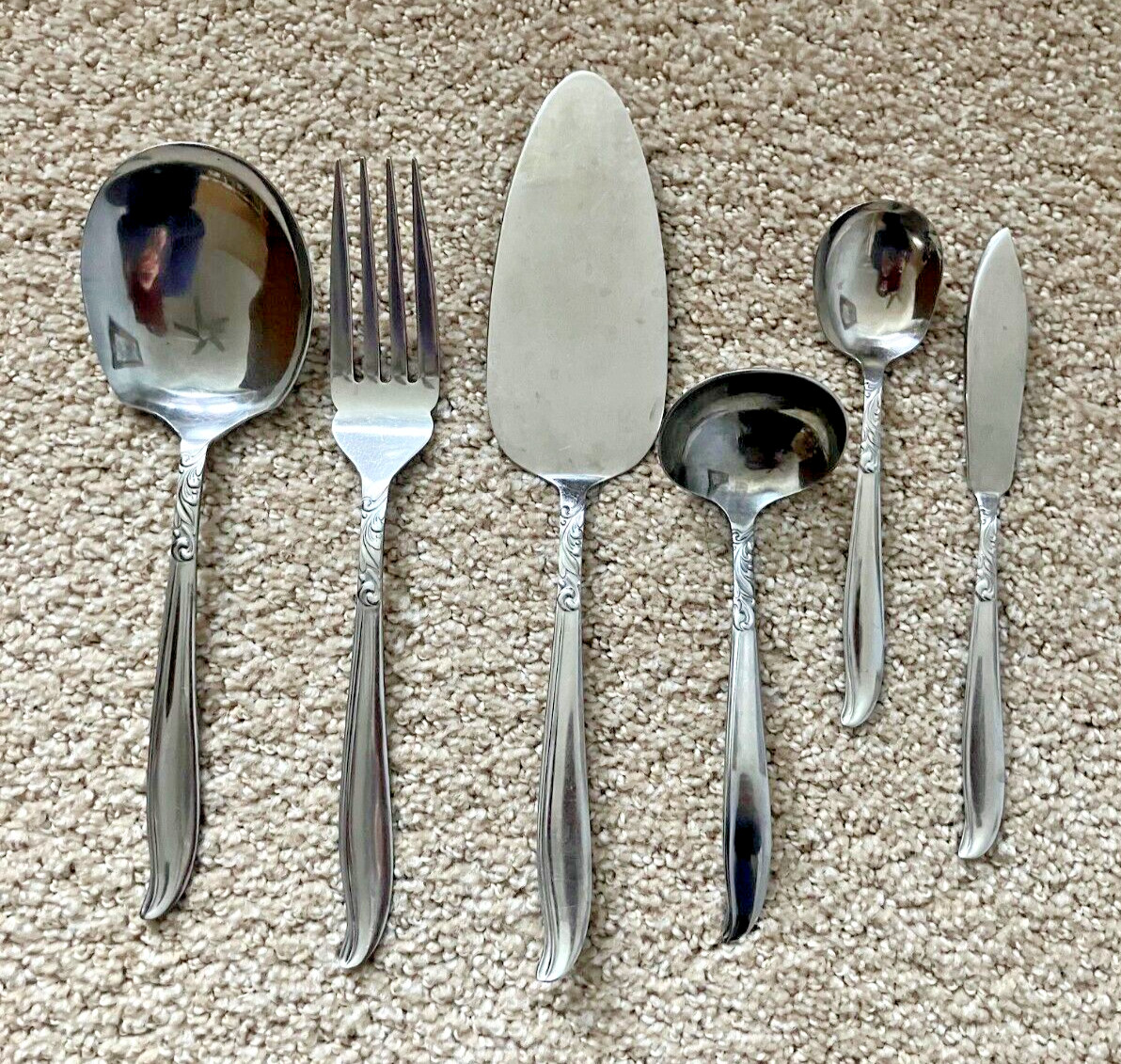Vintage 1960s ACSONS Stainless JAPAN " Dignity " 6 Piece Hostess Set - Extra PCs
