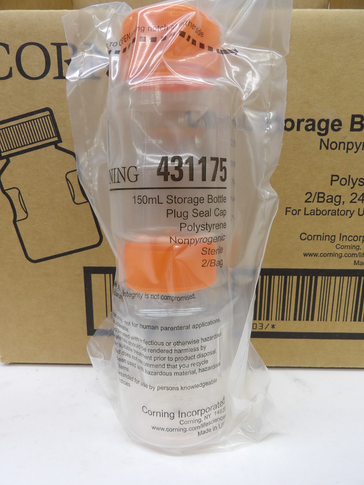 Corning 431175 150mL Storage Bottle Nonpyrogenic Sterile Polystyrene, Qty: 12