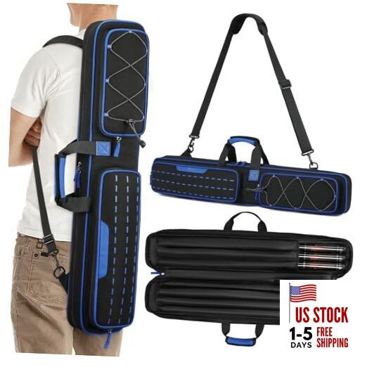 Pool Cue Case, 3x4 / 5x5 Pool Stick Billiard Cue Accessories Soft 2Blue: 3x4