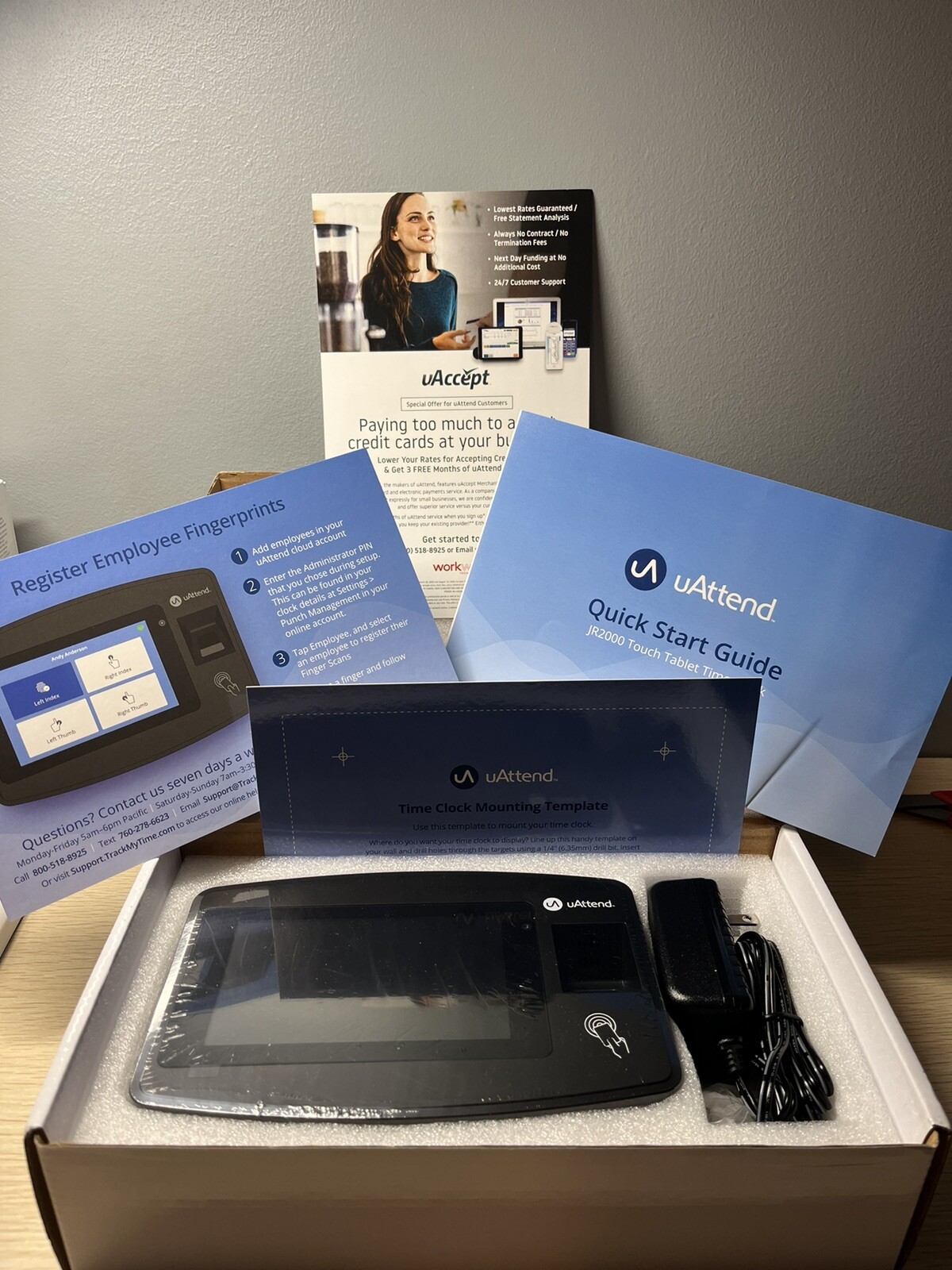 UATTEND JR2000 TOUCHSCREEN TIME CLOCK W/ FINGERPRINT SCAN RFID & PIN